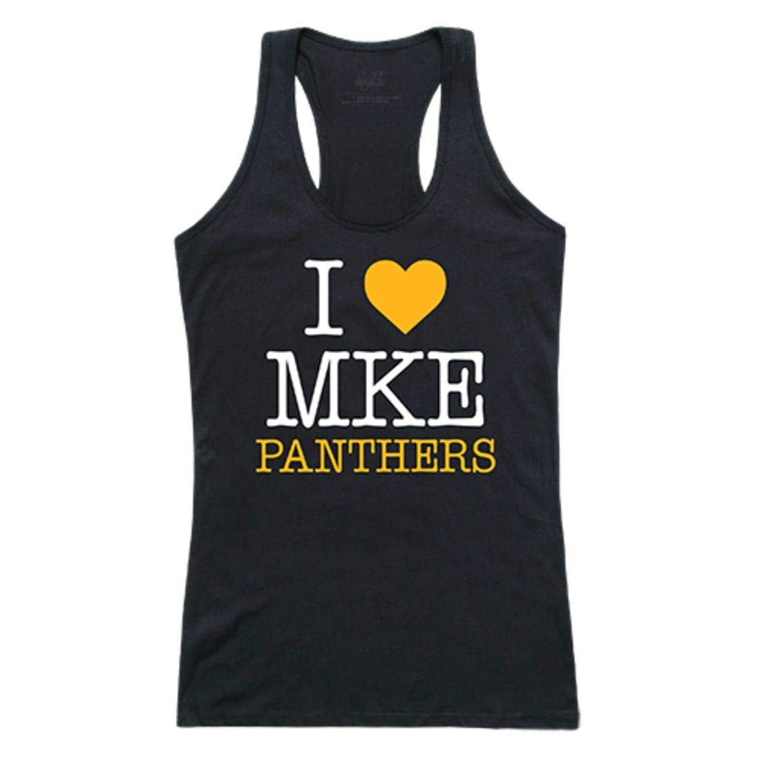 UWM University of Wisconsin Milwaukee Panthers Women's Love Tank Top Tee - Black Cotton Casual Shirt for School Spirit, Game Day & Campus Wear