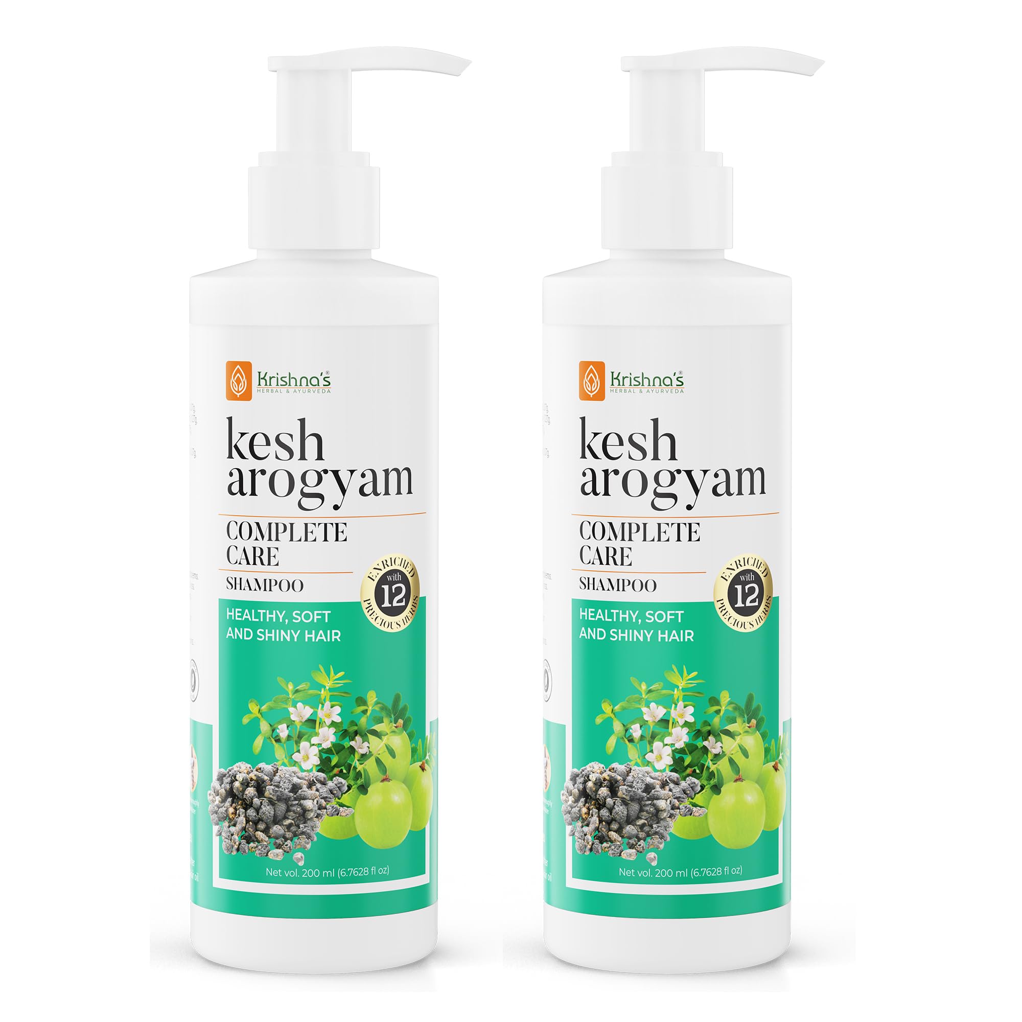 Krishna's Kesharogyam Complete Care Shampoo 200ml (Pack of 2) - Ayurvedic Hair Treatment with Amla, Jatamasi, Nagarmotha & Ratanjyot - Promotes Hair Growth & Scalp Health - Ideal for Dry, Damaged Hair & Dandruff Control