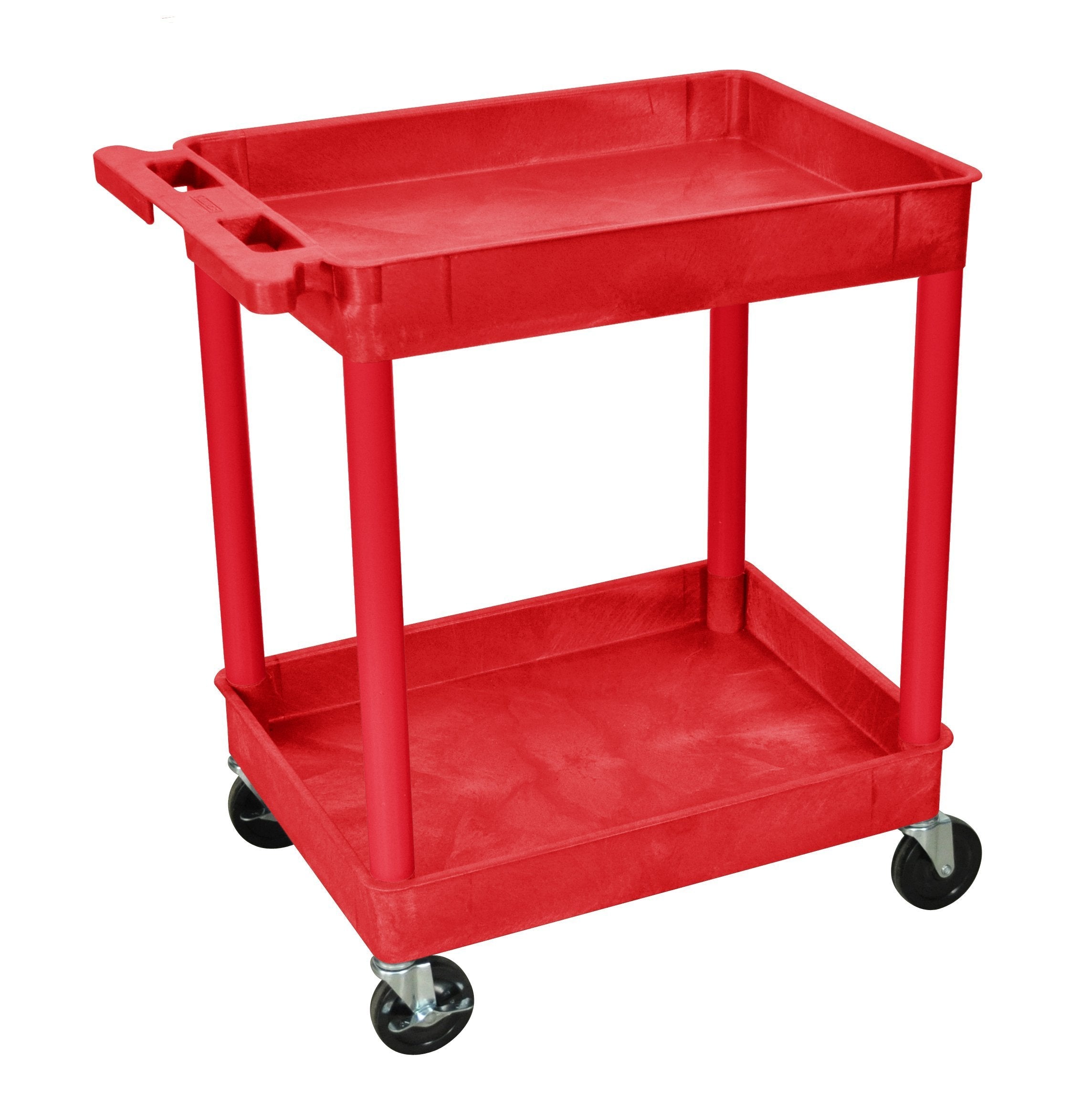 Luxor 2-Shelf Rolling Utility Cart in Red - Perfect for Kitchen, Bathroom, or Office Organization