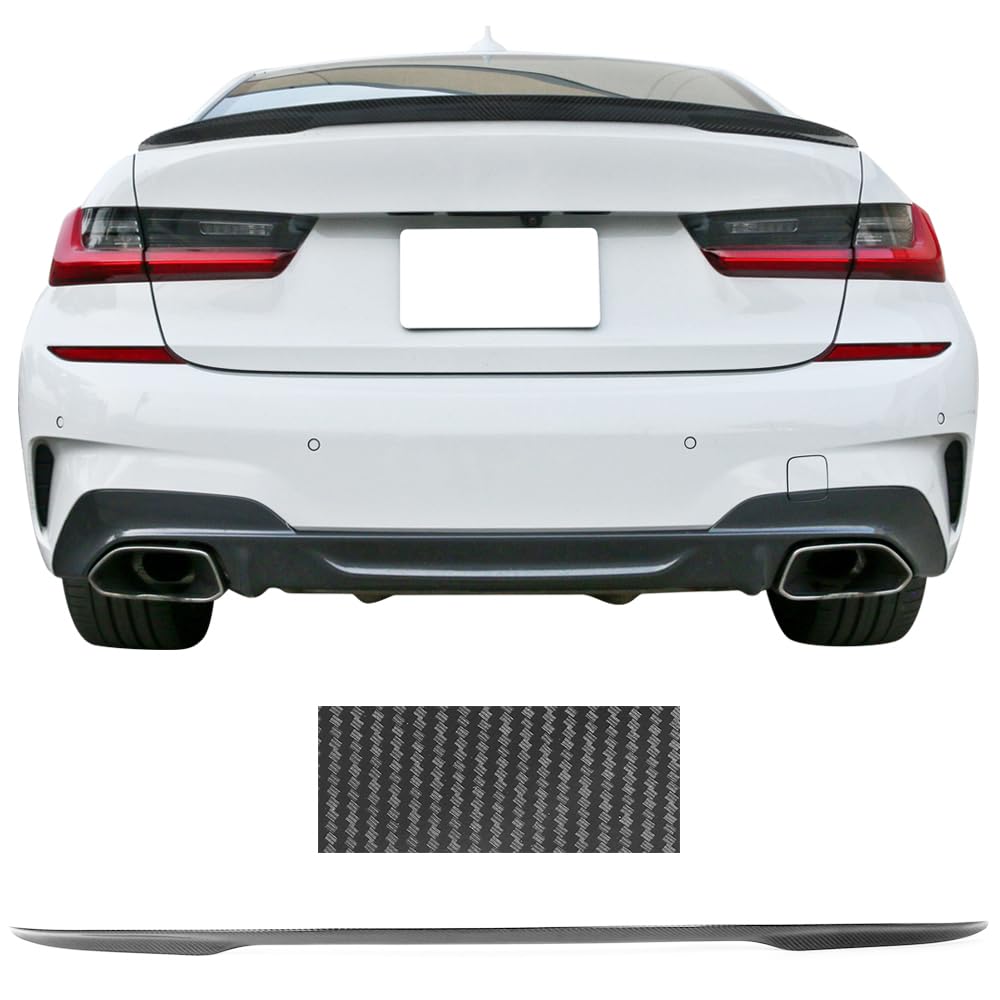 IKON MOTORSPORTS P Style Real Carbon Fiber Trunk Spoiler for 2019-2025 BMW G20 3-Series & 2021-2025 BMW G80 M3 - High Performance Rear Boot Lid Wing - Perfect for Car Enthusiasts & Street Racing