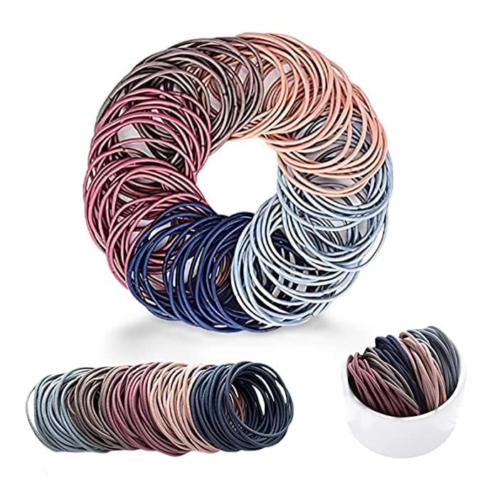 Osceola No Damage Hair Ties for Thick Curly Hair - 50 Pack Metal-Free Elastic Ponytail Holders for Women, Men & Girls - Soft Colored & Clear Hair Rubber Bands - Perfect for Workouts, School & Everyday Styling