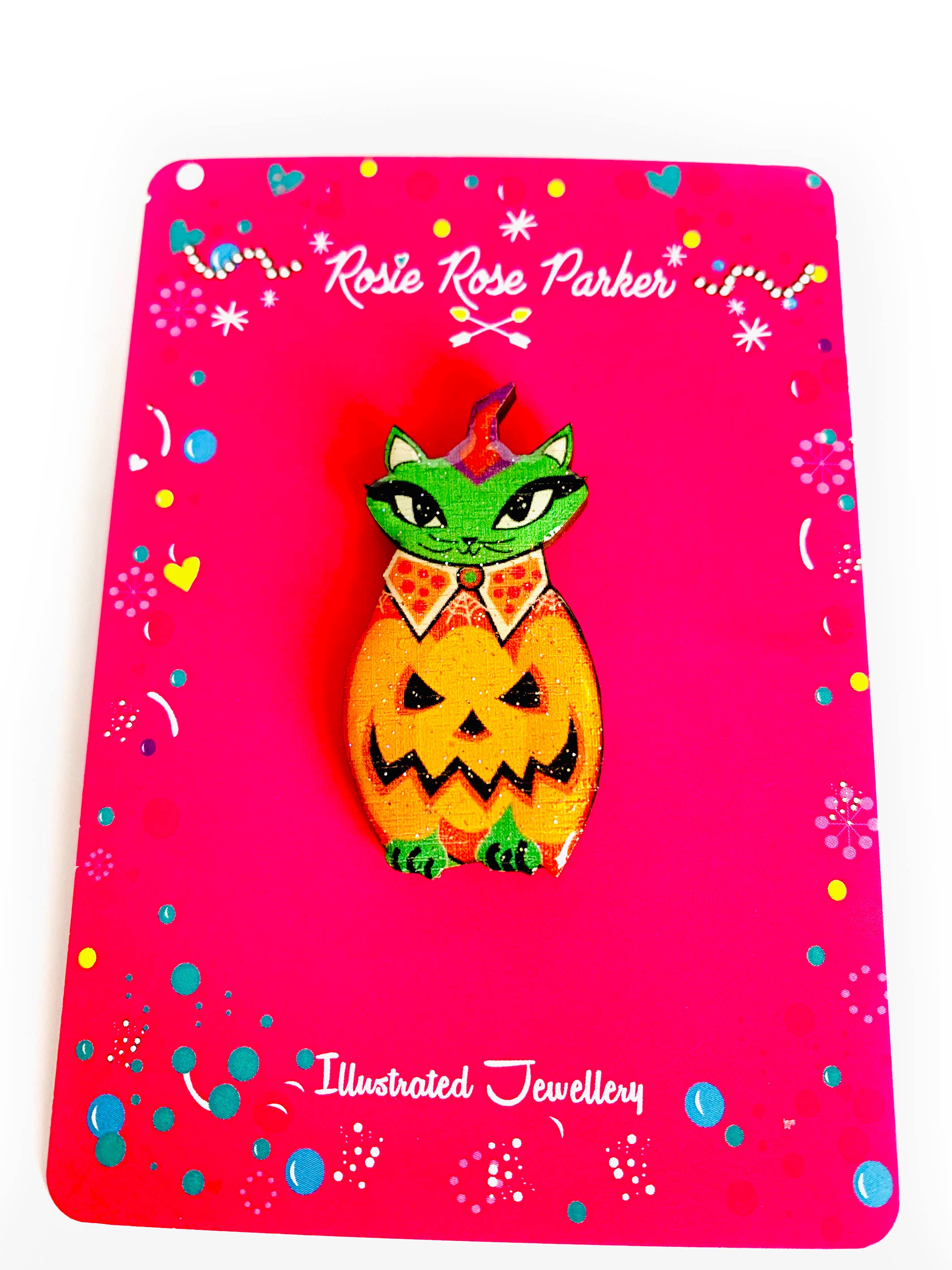 Adorable Cat in a Pumpkin Costume Enamel Pin - Cute Halloween Pet Accessory by Rosie Rose Parker - Perfect for Jackets, Backpacks & Gift Giving