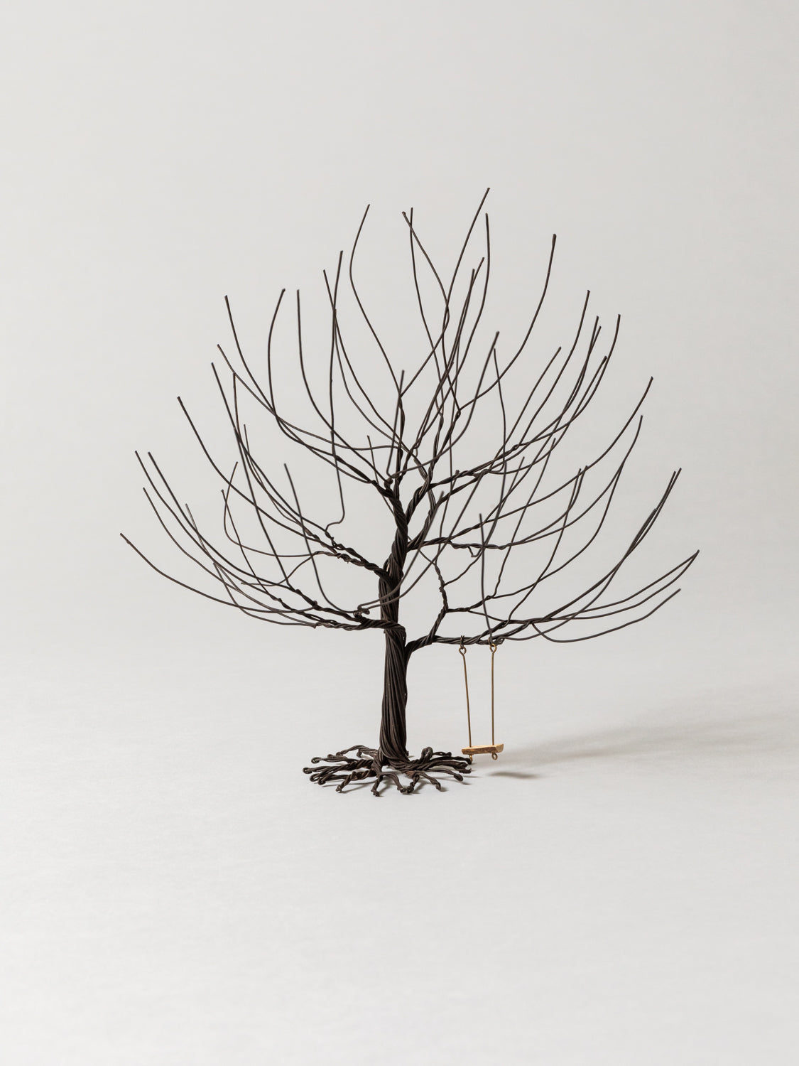 Handmade Wire Tree Sculpture with Swing - Unique Home Decor for Living Room, Office & Gift Ideas - Perfect for Bookshelf, Desk & Zen Garden Decorations
