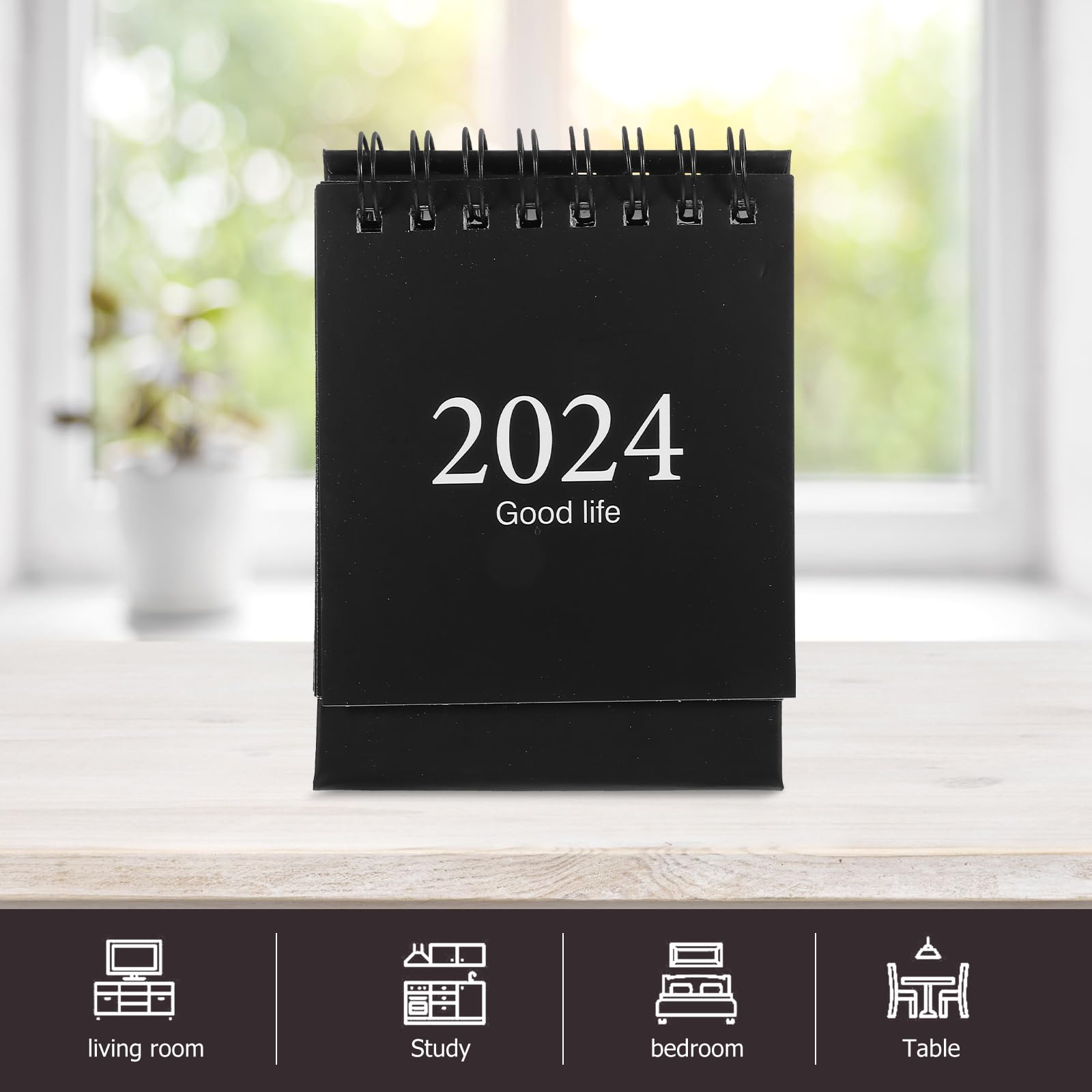 2023 Mini Desk Calendar - Standing Flip Planner for Daily Scheduling (Black) - Office & Home Use