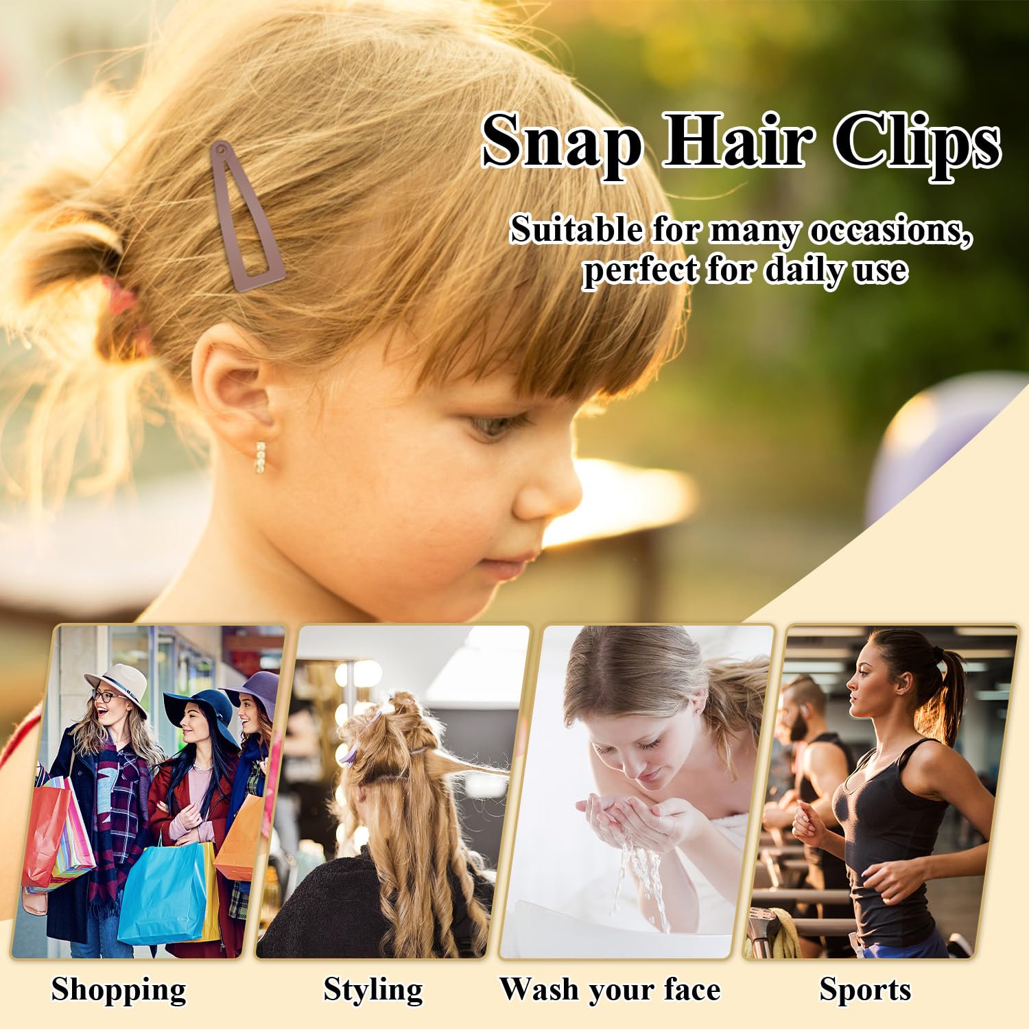 10 Pcs Double Grip Hair Clips - Sightor Metal Snap Hair Barrettes for Women, Salon Supplies, Hair Accessories (Black, Brown, Beige, Khaki, Gold) - Perfect for Styling, Updos, and Everyday Hair Hold