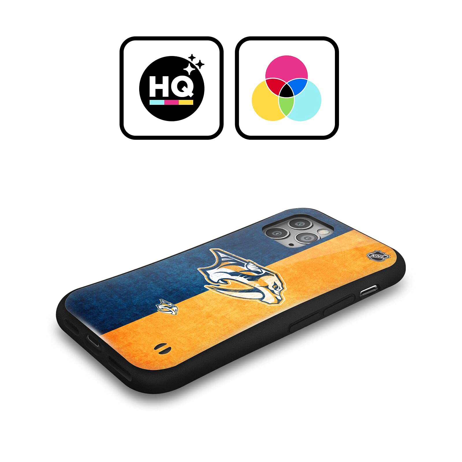 Officially Licensed NHL Nashville Predators Distressed Hybrid Phone Case Compatible with iPhone 13 Pro - Durable Protection for Hockey Fans at Games & Daily Use