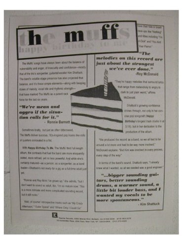 Happy Birthday To Me - The Muffs Handbill Poster - Vintage Band Merchandise for Music Fans & Birthday Party Decorations