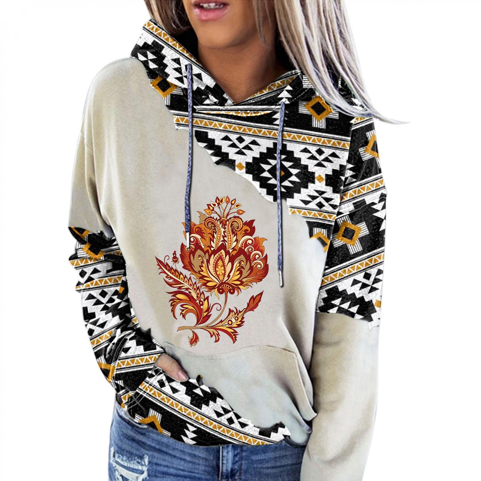 GUOBIOZIY Women's Casual Hoodie Pullover - Long Sleeve Drawstring Sweatshirt with Pocket, Comfortable T-Shirt Blouse Top for Everyday Wear | Perfect for Work, Gym & Weekend Outfits