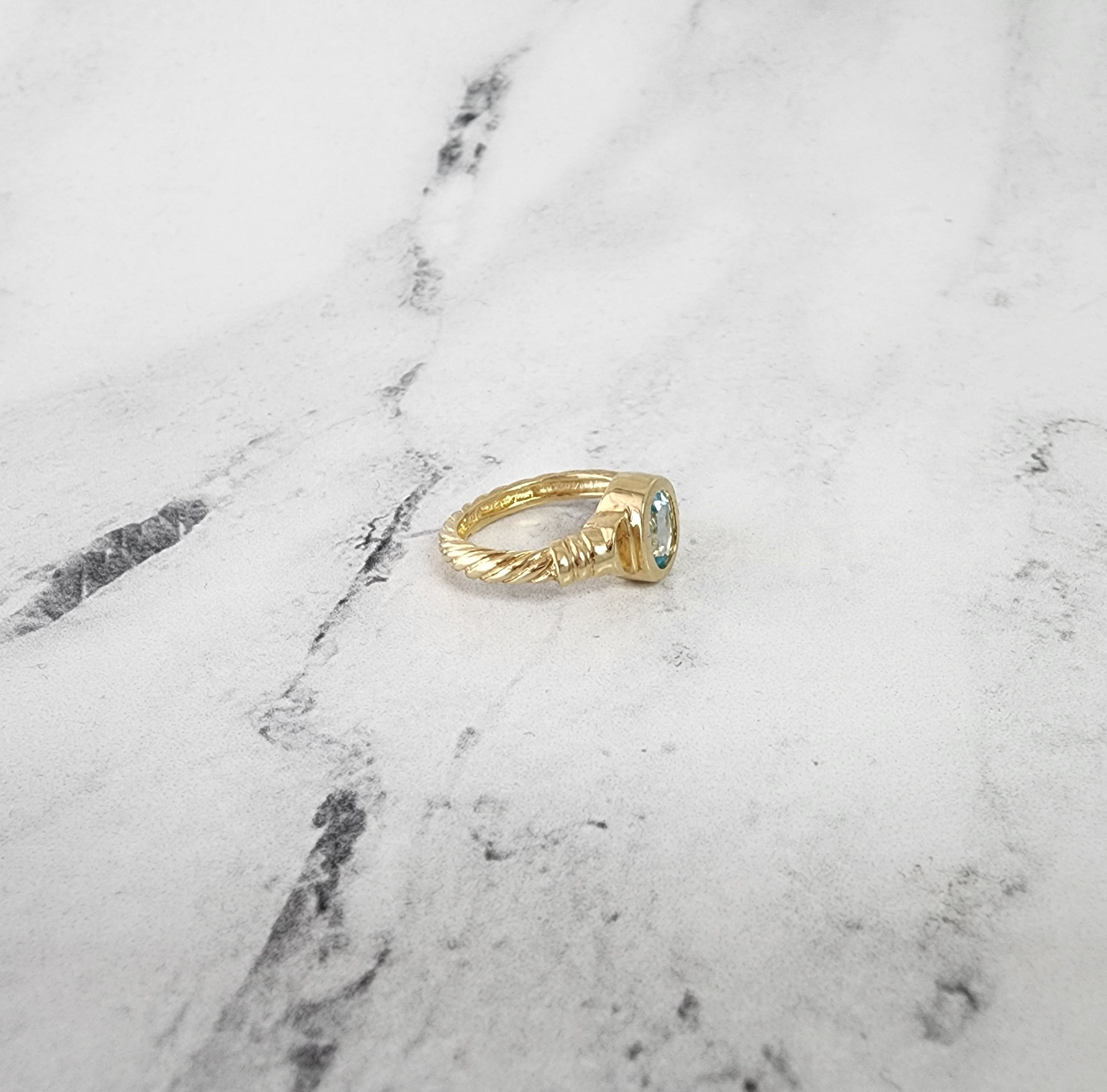 14K Yellow Gold Oval Blue Topaz Solitaire Ring for Women - Elegant Engagement, Wedding, Anniversary & Gift Jewelry