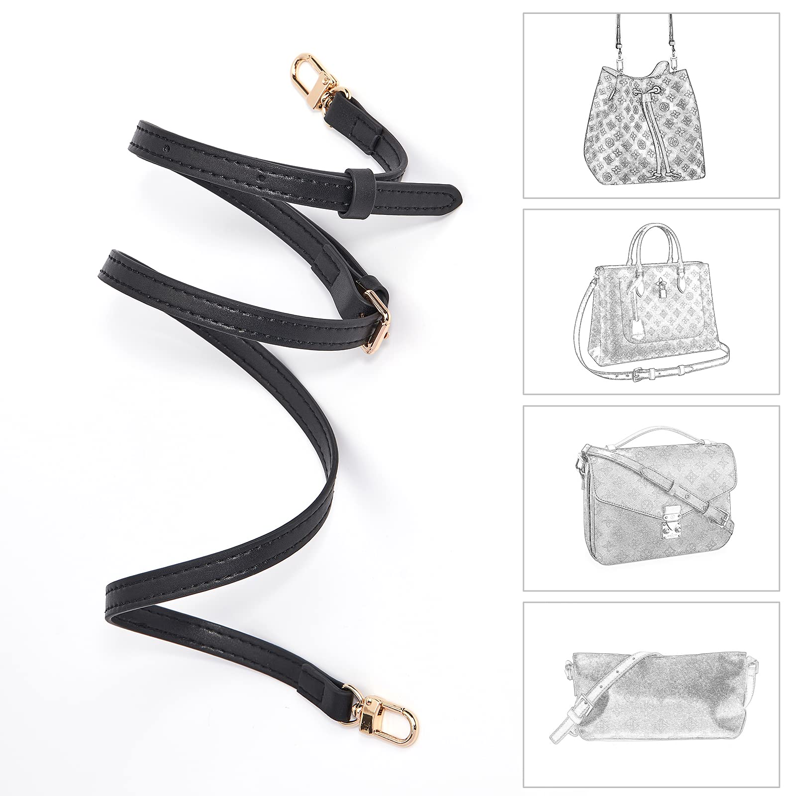 Vercord Adjustable Leather Purse Straps - Crossbody & Shoulder Handbag Replacement Accessory with Leopard Print Chain | DIY Bag Making Supplies for Women's Fashion Accessories