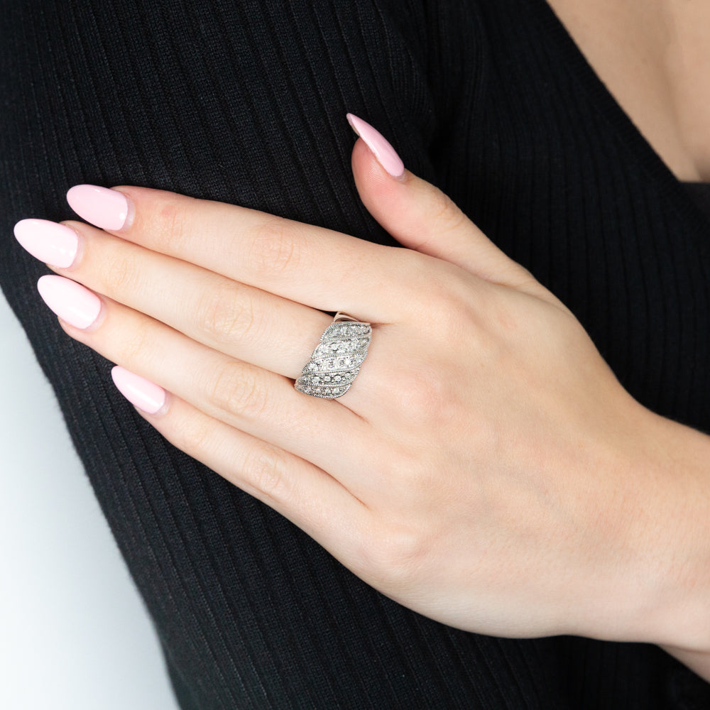 1/5 Carat Diamond Ring with 25 Brilliant Diamonds in Sterling Silver - Elegant Wedding Band, Anniversary Gift & Everyday Jewelry for Women