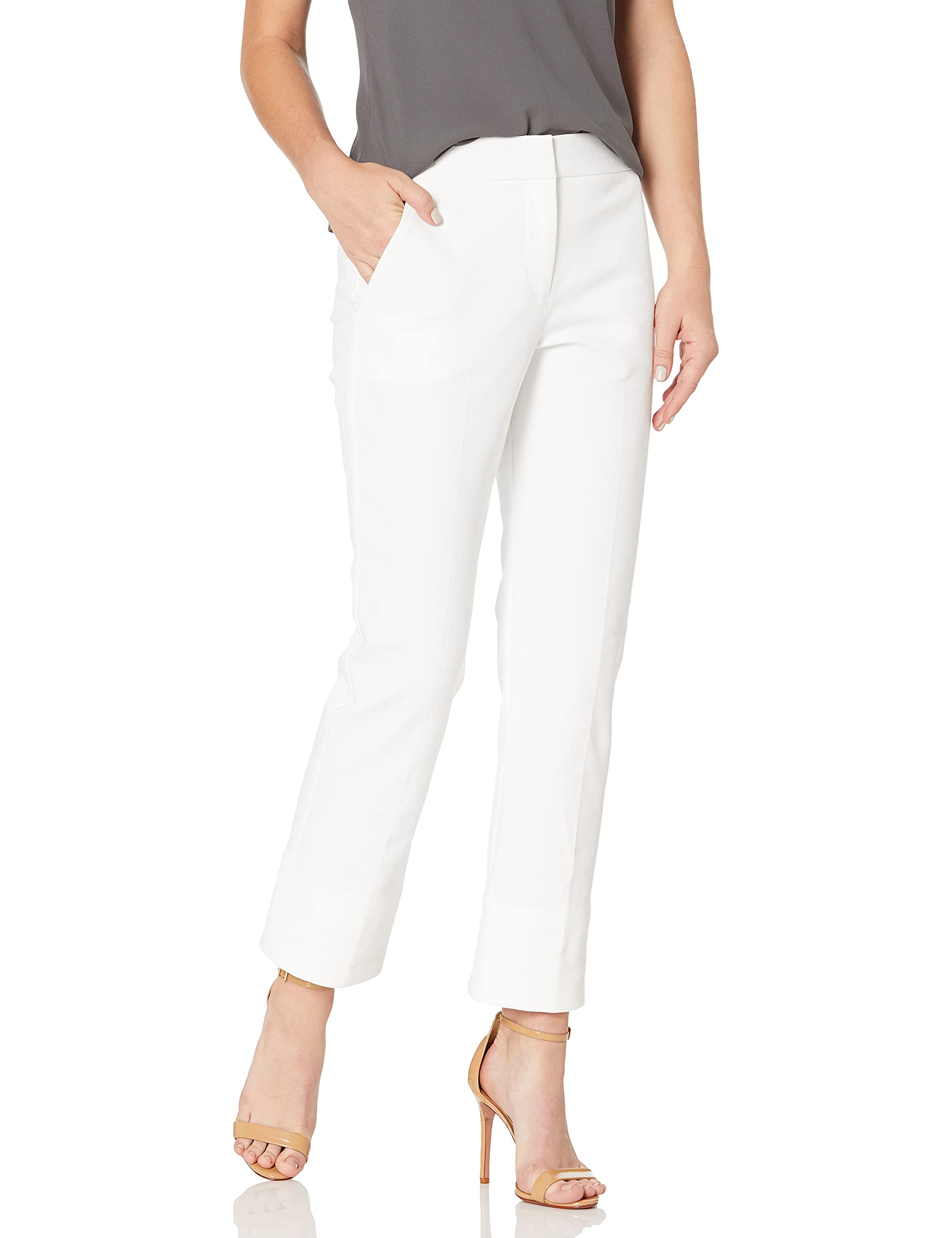 Trina Turk Women's Cropped Cuffed Pants - High Waisted Ankle Pants for Work & Casual Wear | Comfortable Stretch Fabric for Office, Travel & Everyday Outfits