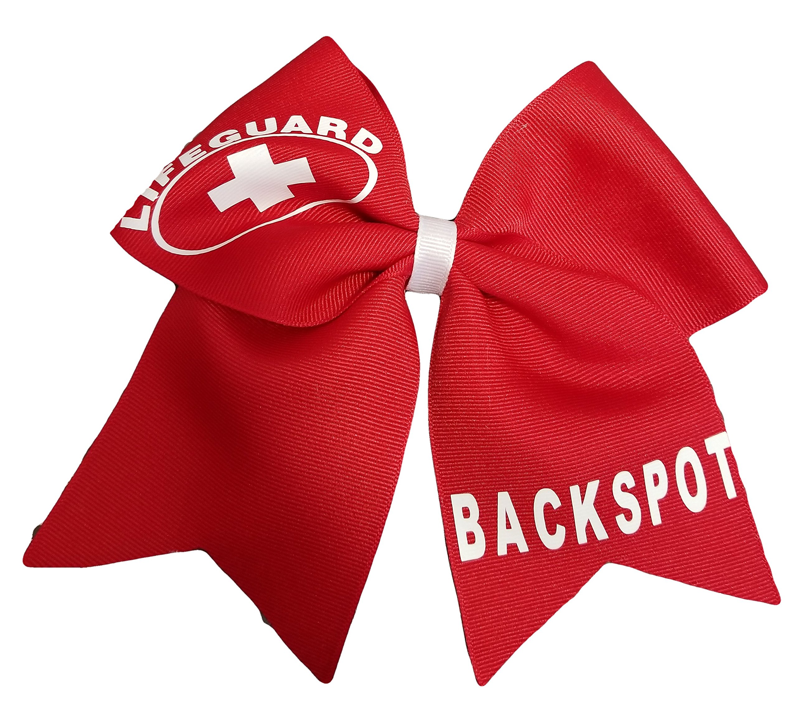 Red Cheerleading Hair Bows for Lifeguard and Backspot - Perfect for Cheer Competitions, Games, and Team Spirit Events