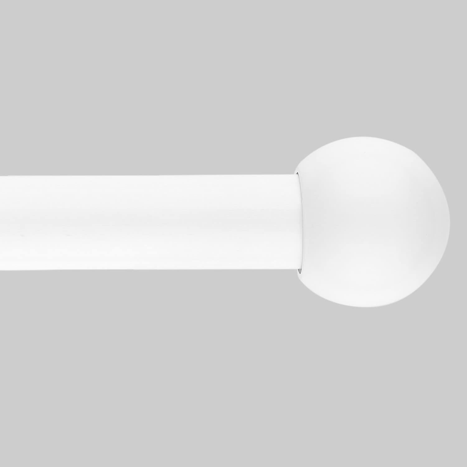 3/4 Inch Heavy Duty Adjustable Curtain Rod Set (28-48 Inches) with Round Finials - White Window Drapery Rod for Living Room, Bedroom & Dorm Decor