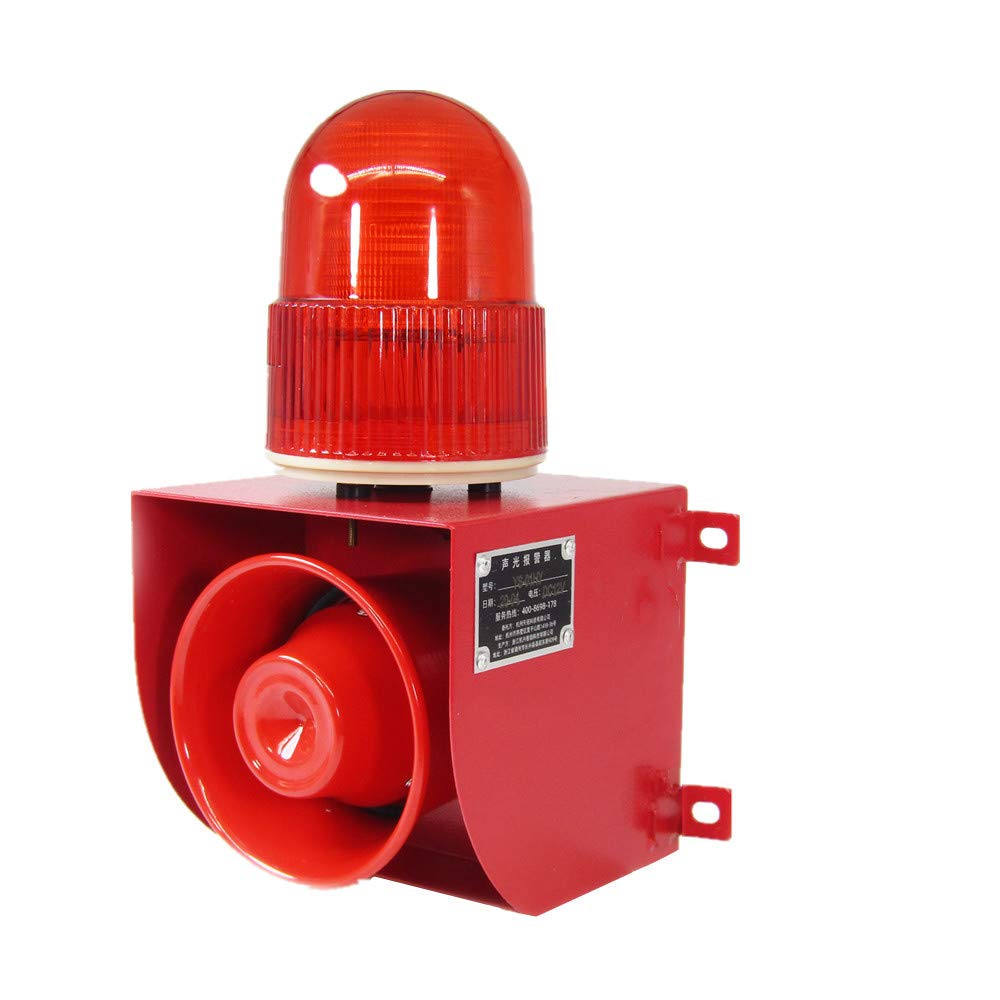 Industrial Security Alarm Siren with 120dB Horn & LED Strobe Light - RS485 Communication Protocol - AC110V Emergency Alert System for Warehouse, Factory, and Commercial Building Safety