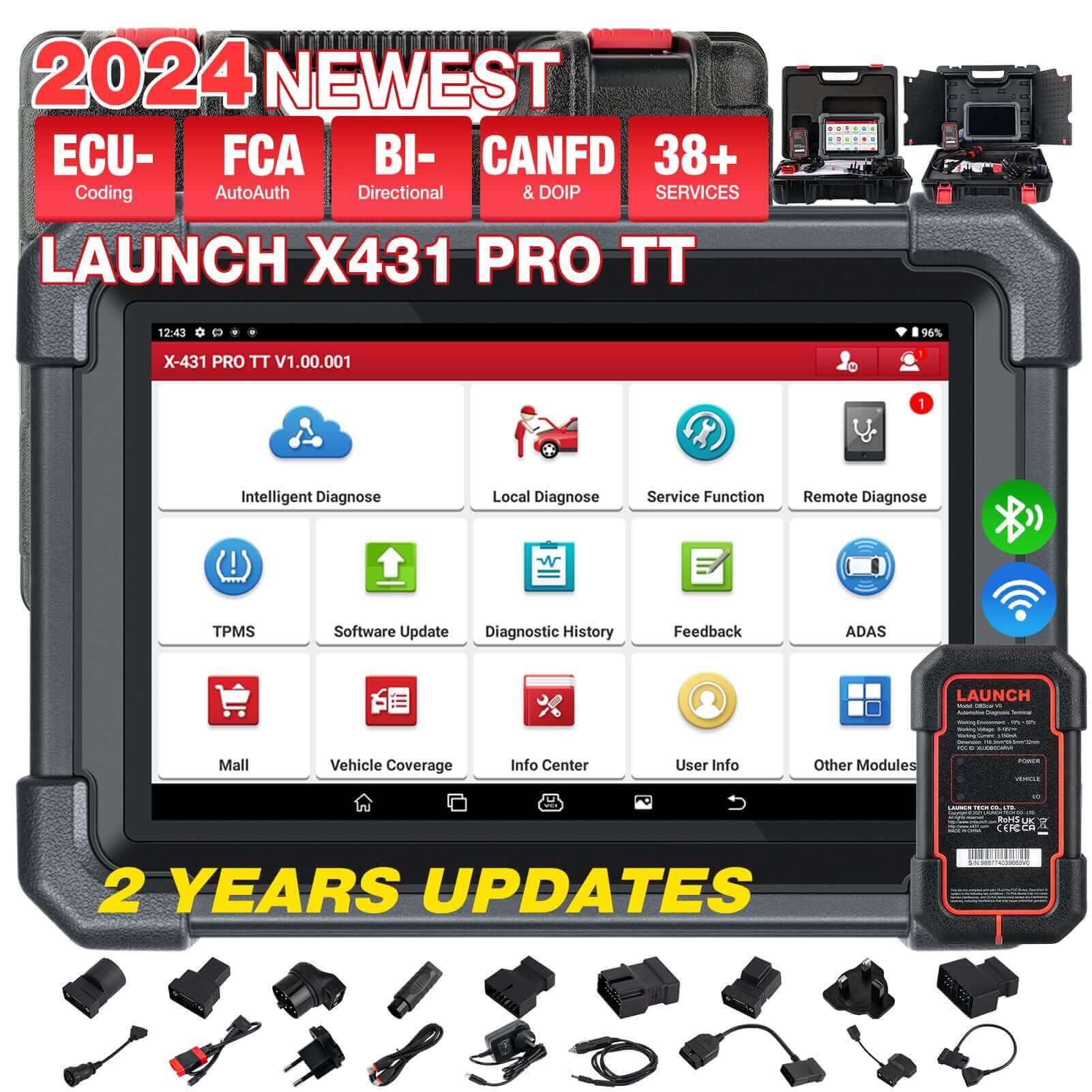 LAUNCH X431 PRO TT Bidirectional Scan Tool with DBS Car VII Connector - 37+ Resets, ECU Online Coding, CANFD Key IMMO for All Cars | Professional Automotive Diagnostic Scanner for Mechanics & DIY Enthusiasts
