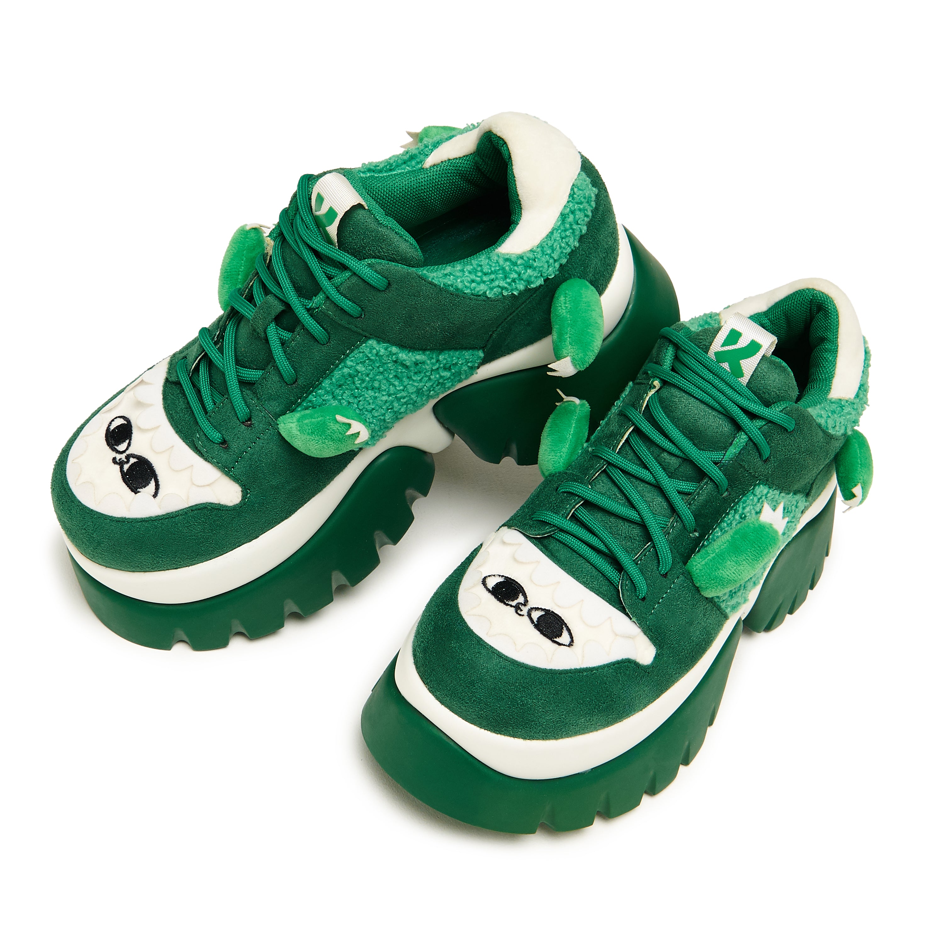Beanzilla Platform Sneakers for Women - Trendy Green Chunky Trainers for Casual Wear & Street Style Fashion