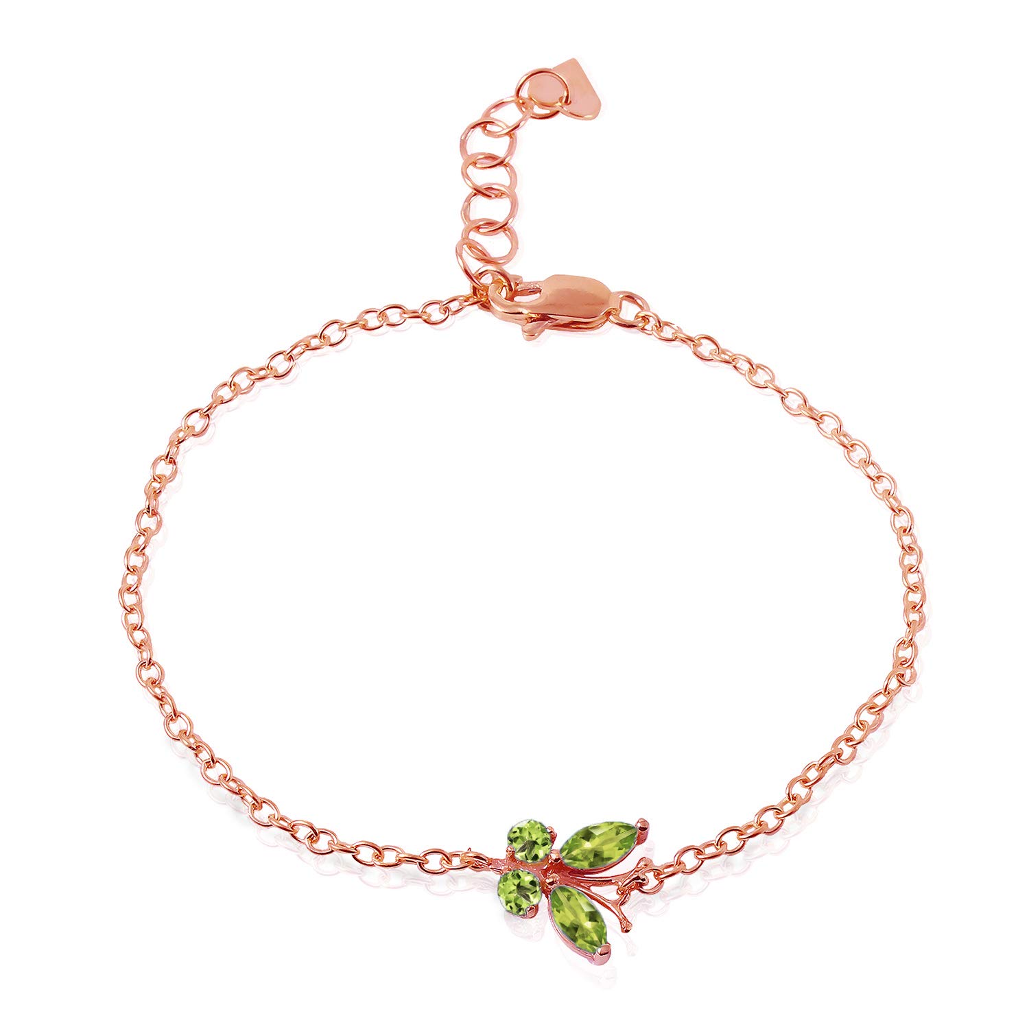 14K Rose Gold Peridot Butterfly Bracelet - Elegant Galaxy Gold GG Jewelry for Women | Perfect for Weddings, Anniversaries & Special Occasions