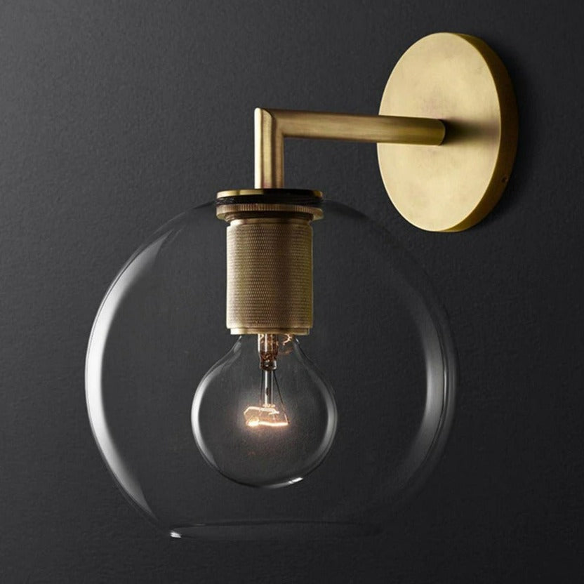 Modern Copper Transparent Glass Wall Lamp - Minimalist Design for Living Room, Bedroom, or Hallway Lighting