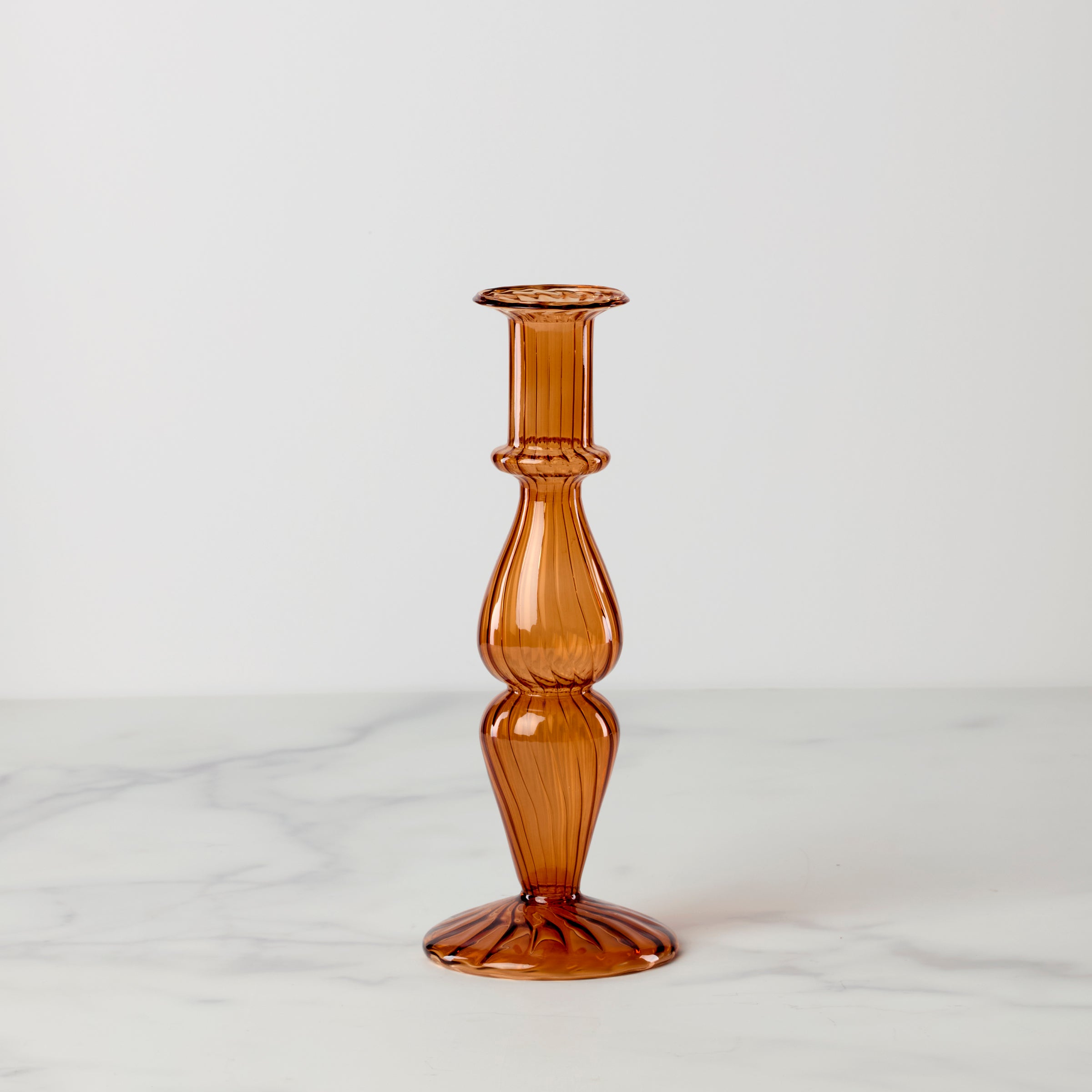 Nalia Candlestick Holder - Elegant Marmalade Glass Candle Holder for Home Decor, Wedding Centerpieces & Romantic Dinner Ambiance