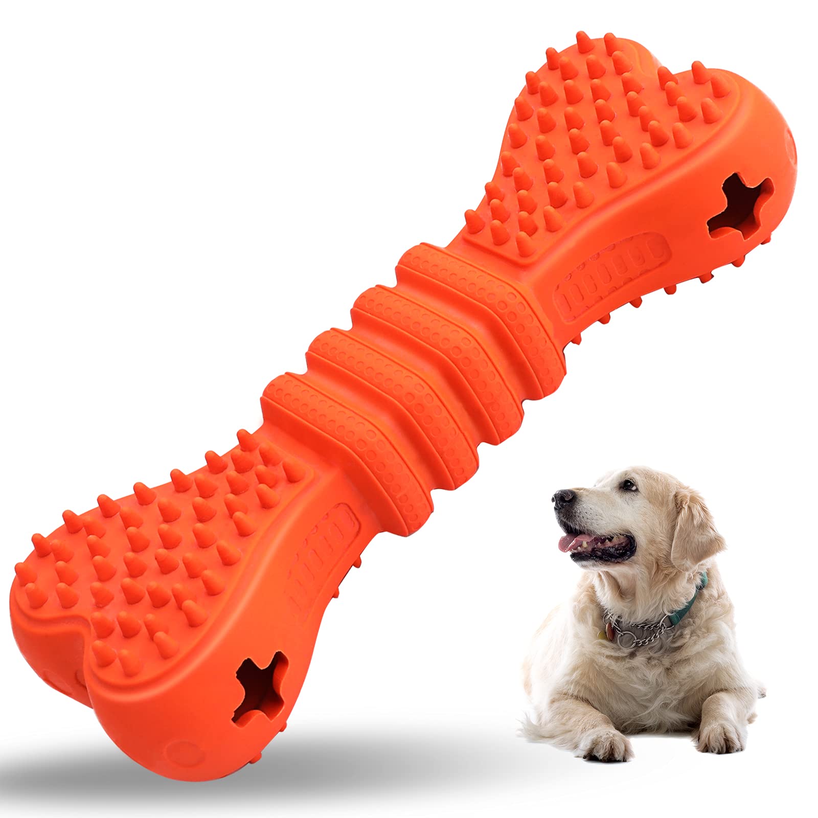 **Jemesx Durable Rubber Dog Chew Toy - Treat Dispenser & Teeth Cleaning Bone for Puppy, Small, Medium & Large Breed Dogs - Perfect for Training, Teething Relief & Playtime at Home or Outdoors**