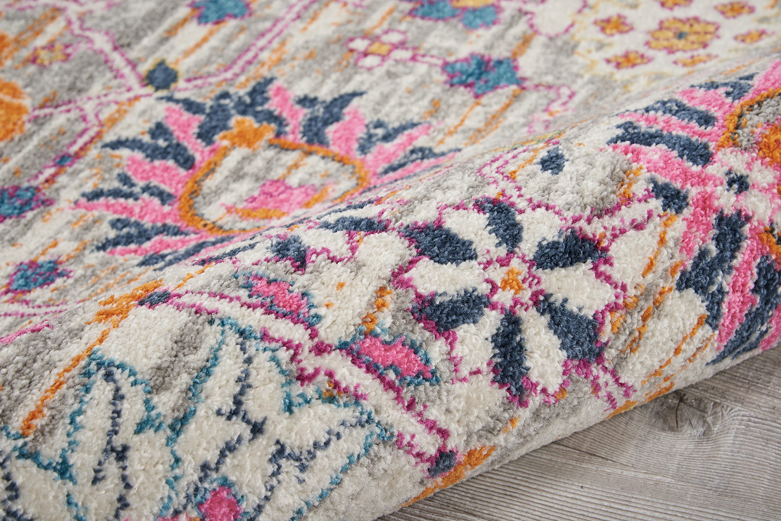Nourison Passion Silver 9' x 12' Area Rug - Boho Moroccan Design for Bedroom, Living Room, Dining Room & Kitchen | Easy to Clean & Non-Shedding (9x12) | Perfect for Bohemian Home Decor & High Traffic Areas