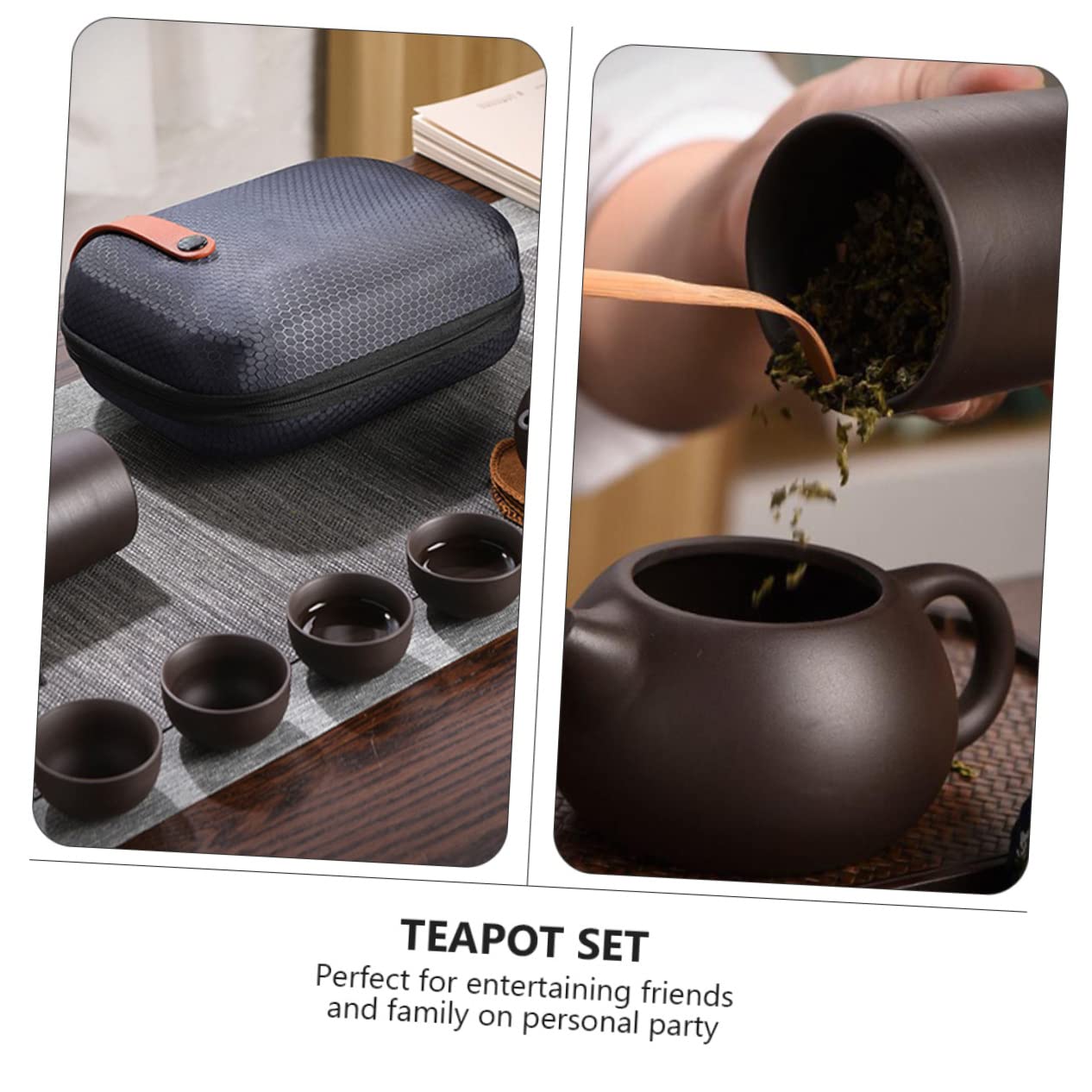 UPKOCH Portable Travel Tea Set - 1 Purple Clay Zisha Teapot with Ceramic Coffee Cups, Chinese Tea Kettle for Outdoor Camping & Office Use | Ceramic Teaware Gift Set for Tea Lovers