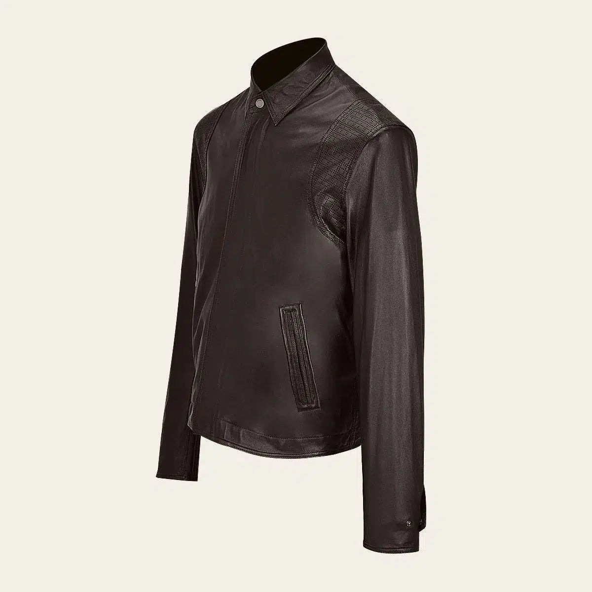 Premium Men's Black Leather Blouson Jacket - Stylish Casual Fashion Outerwear for Everyday Wear & Night Out