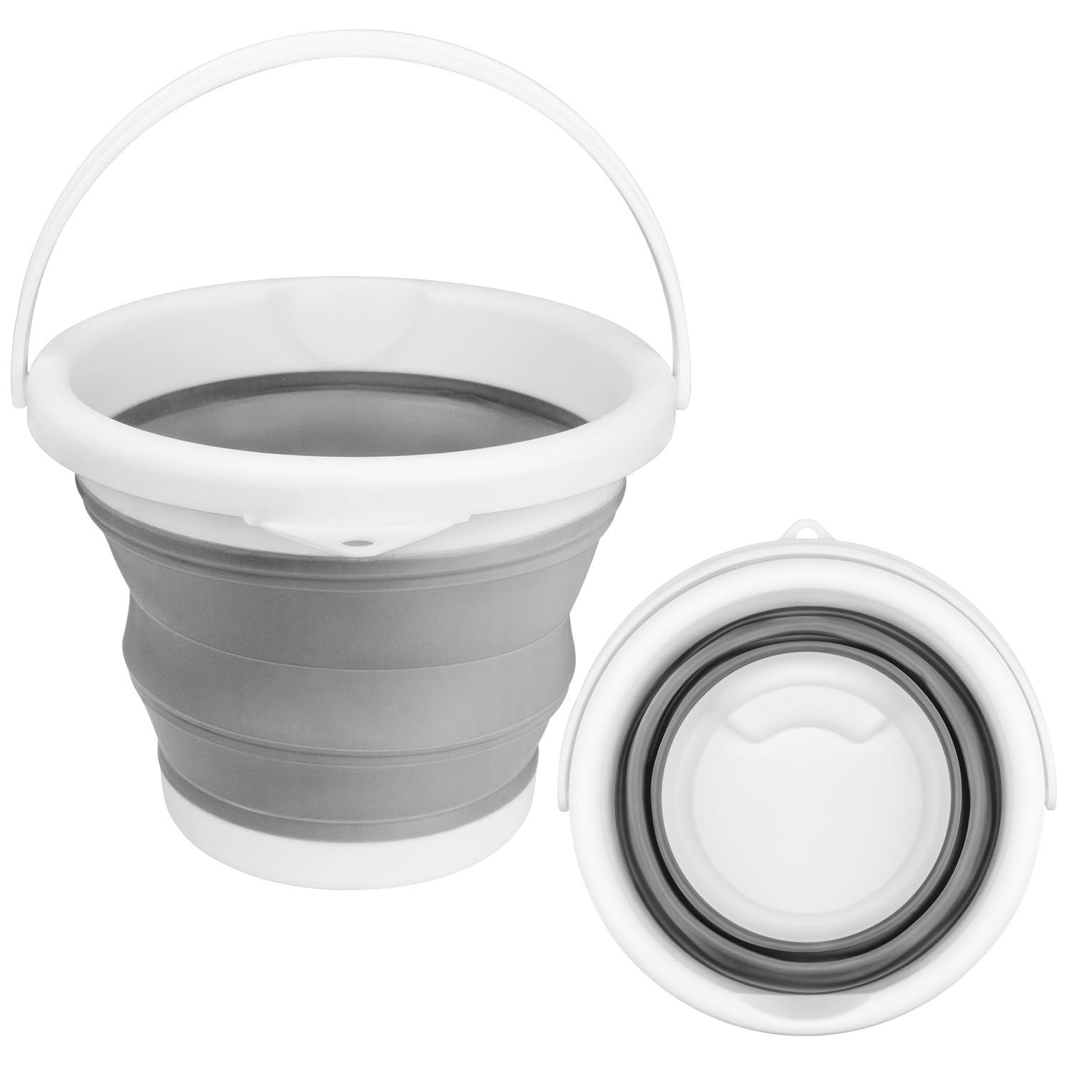 Collapsible 5L (1.3 Gallon) Silicone Mop Bucket & Ice Bucket - No Wringer Set, Portable Cleaning Supplies for Bathroom & Floor - Perfect for Household Cleaning, Mopping, and Chilling Drinks at Parties