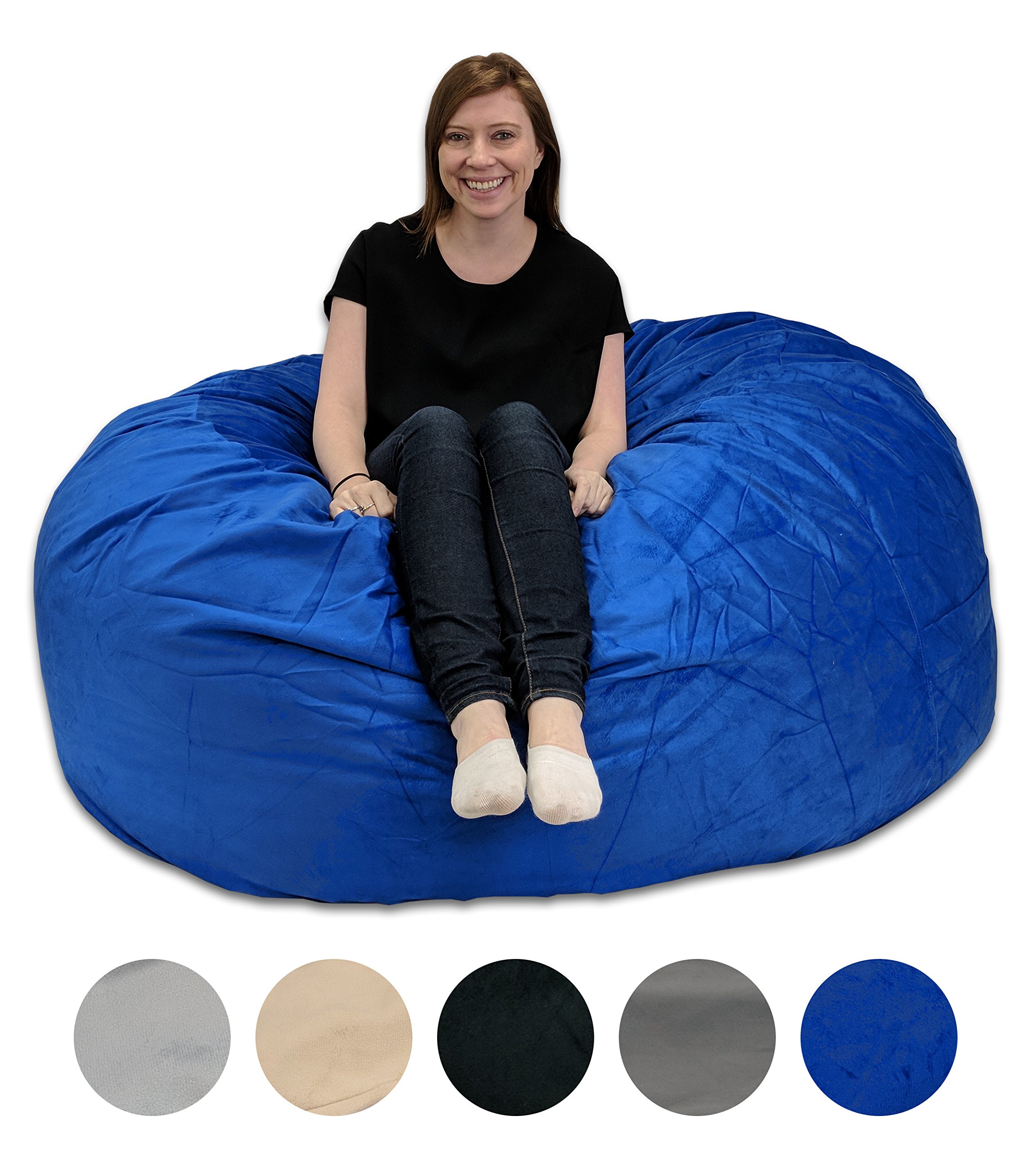 Premium 5ft Memory Foam Bean Bag Chair for Adults - Soft & Supportive with Removable Washable Cover - Perfect for Living Room, Bedroom, Gaming & Relaxation