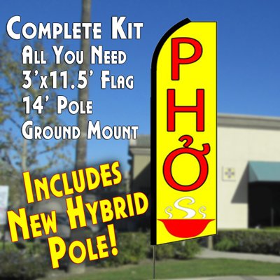PHO Yellow Flutter Feather Banner Flag Kit with Pole & Ground Mount - Perfect for Garden, Patio, and Outdoor Decor | American Flag Display