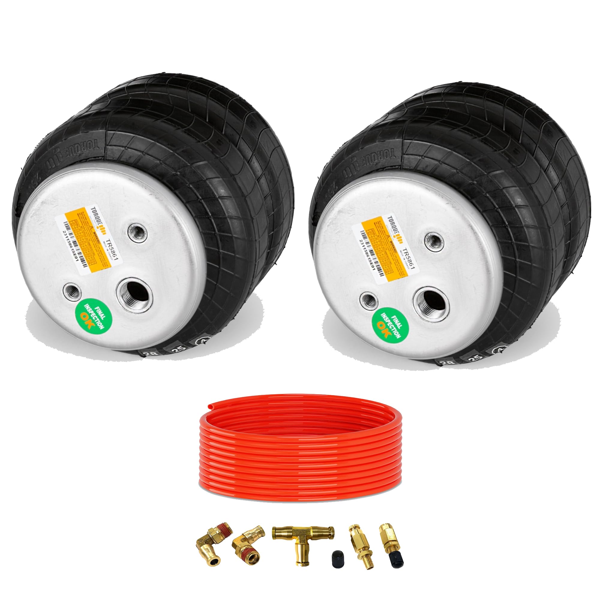 TORQUE 2-Piece 2600 Universal Air Spring Airbag Kit - 1/2