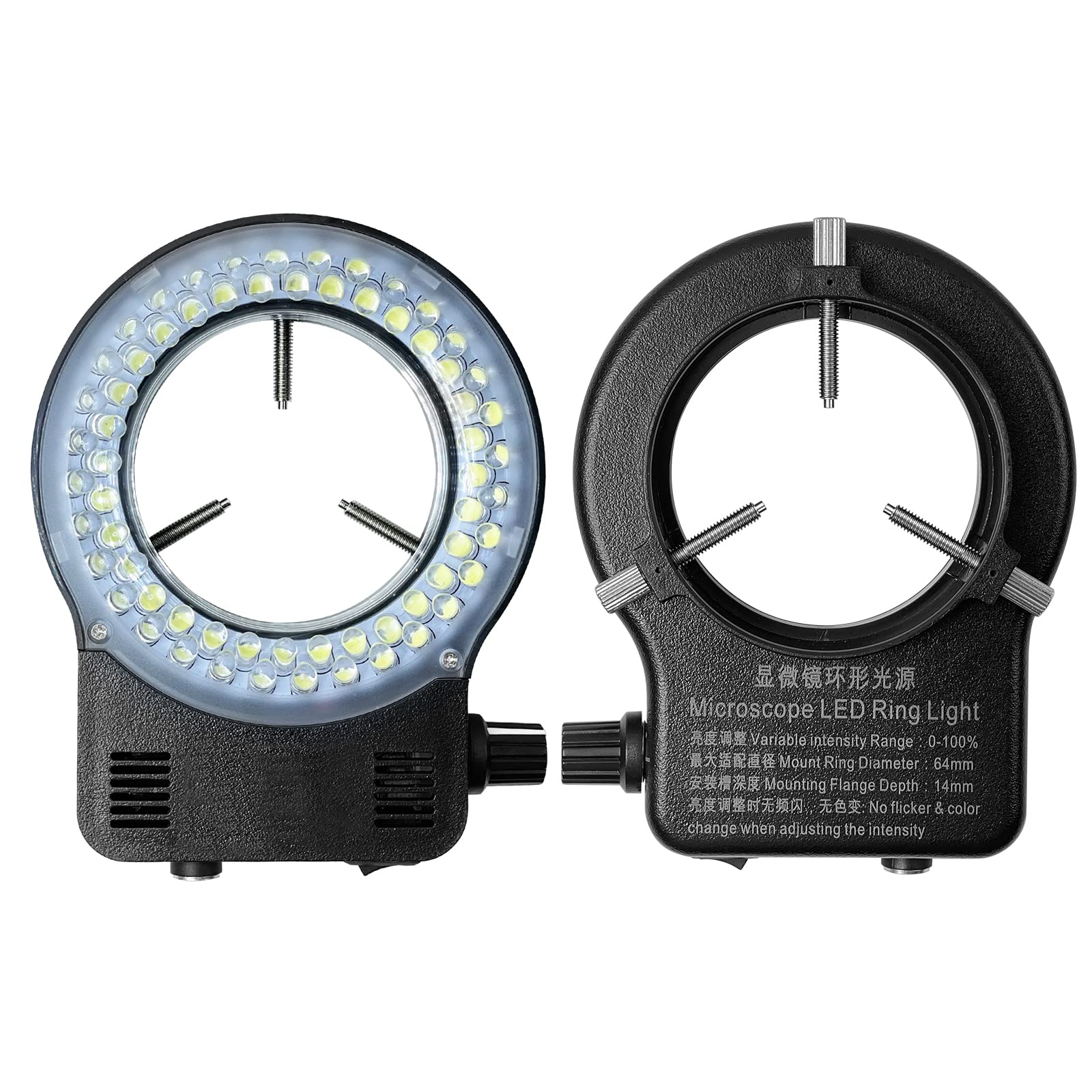144 LED Ring Light for Stereo Microscope - 64 White Adjustable Illuminator for Industrial Monocular/Binocular/Trinocular Microscopes - Perfect for Soldering, Repair Work & Microscope Video Photography