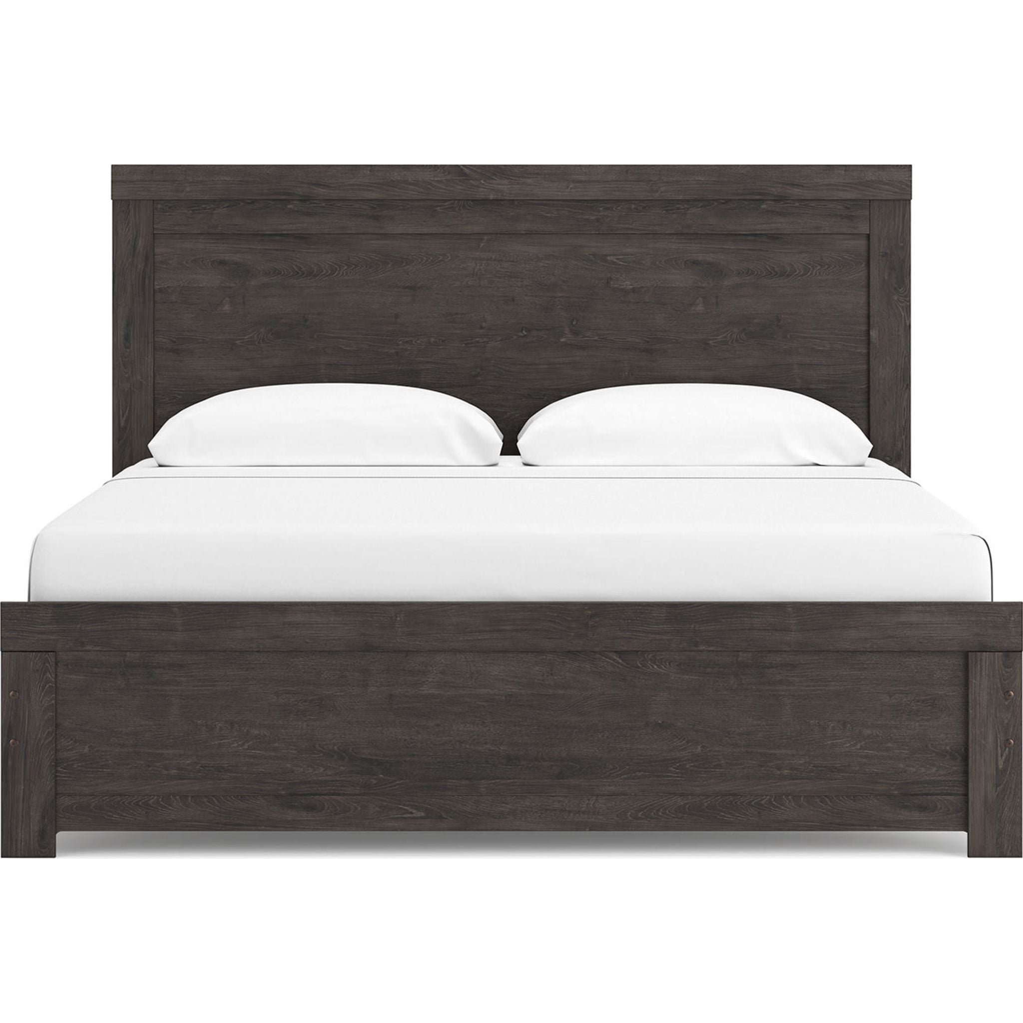 Brinxton King Panel Bed Frame - Charcoal Upholstered Headboard & Footboard - Modern Bedroom Furniture for Master Suite & Guest Room