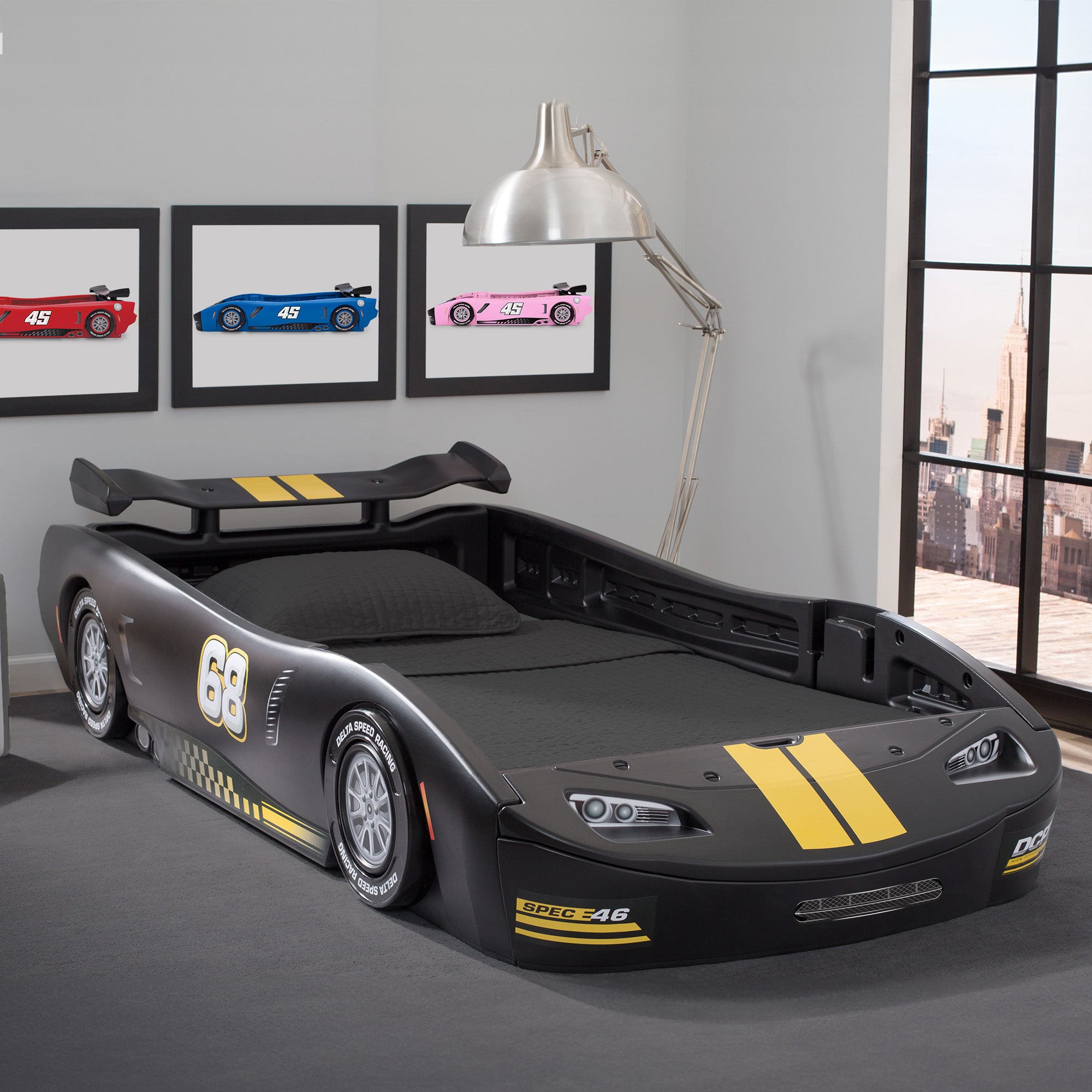 Turbo Race Car Twin Bed for Kids - High-Speed Design Themed Bedroom Furniture for Boys & Girls - Perfect for Racing Enthusiasts' Bedrooms and Playrooms