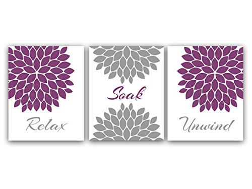 Purple and Gray Bathroom Decor Set - Relaxing Soak & Unwind | Perfect for Spa Nights, Self-Care, and Home Decor | BATH6
