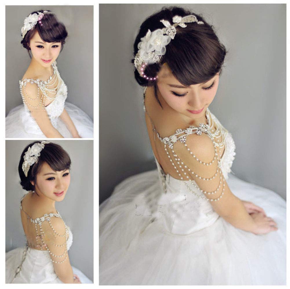 Elegant Suoirblss Lady Tassel Shoulder Body Chain - Imitation Pearl & Rhinestone Bridal Jewelry for Weddings, Parties & Special Occasions | Perfect for Brides, Prom & Evening Events
