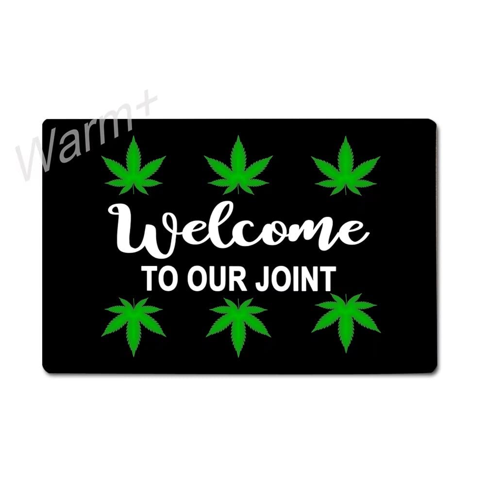 Weed Welcome Doormat 23.6x15.7 Inch - Non-Slip Rubber Backing Indoor/Outdoor Entry Mat for Front Door, Home Decor - Perfect for Housewarming Gifts & Cannabis Enthusiasts