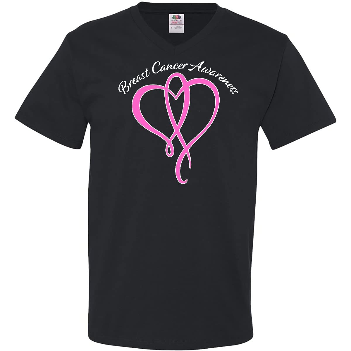 Inktastic Breast Cancer Awareness Pink Ribbon Heart Men's V-Neck T-Shirt - Comfortable & Supportive Tee for Fundraising Events, Survivor Support & Awareness Campaigns
