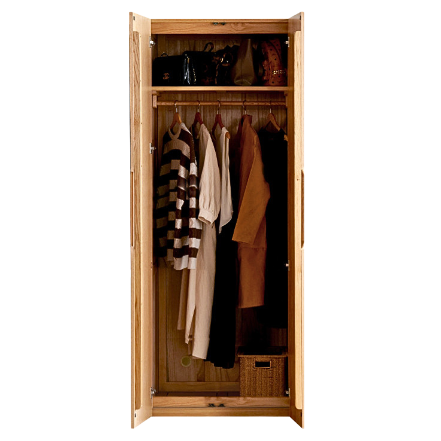 31.5x23.2x86.6 inch / 80x59x220 cm / Natural Wood Color / Two-door Wardrobe Type A