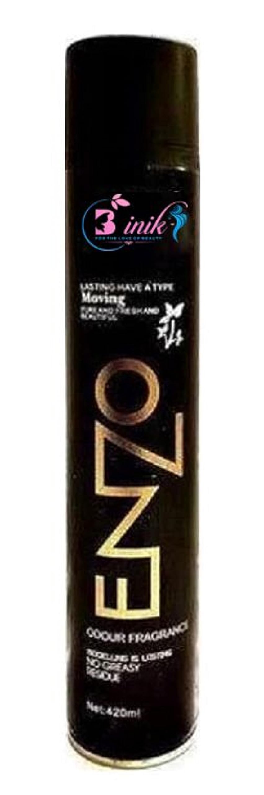 B INIK Long Lasting Black Hair Spray - Non-Sticky Strong Hold Hair Styling Spray for All Hair Types - Perfect for Daily Use, Parties & Special Events (Pack of 1)