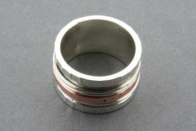 Vintage Copper & Silver Plated Multi Spinner Ring for Women - Adjustable Stackable Fashion Jewelry for Daily Wear, Meditation & Stress Relief