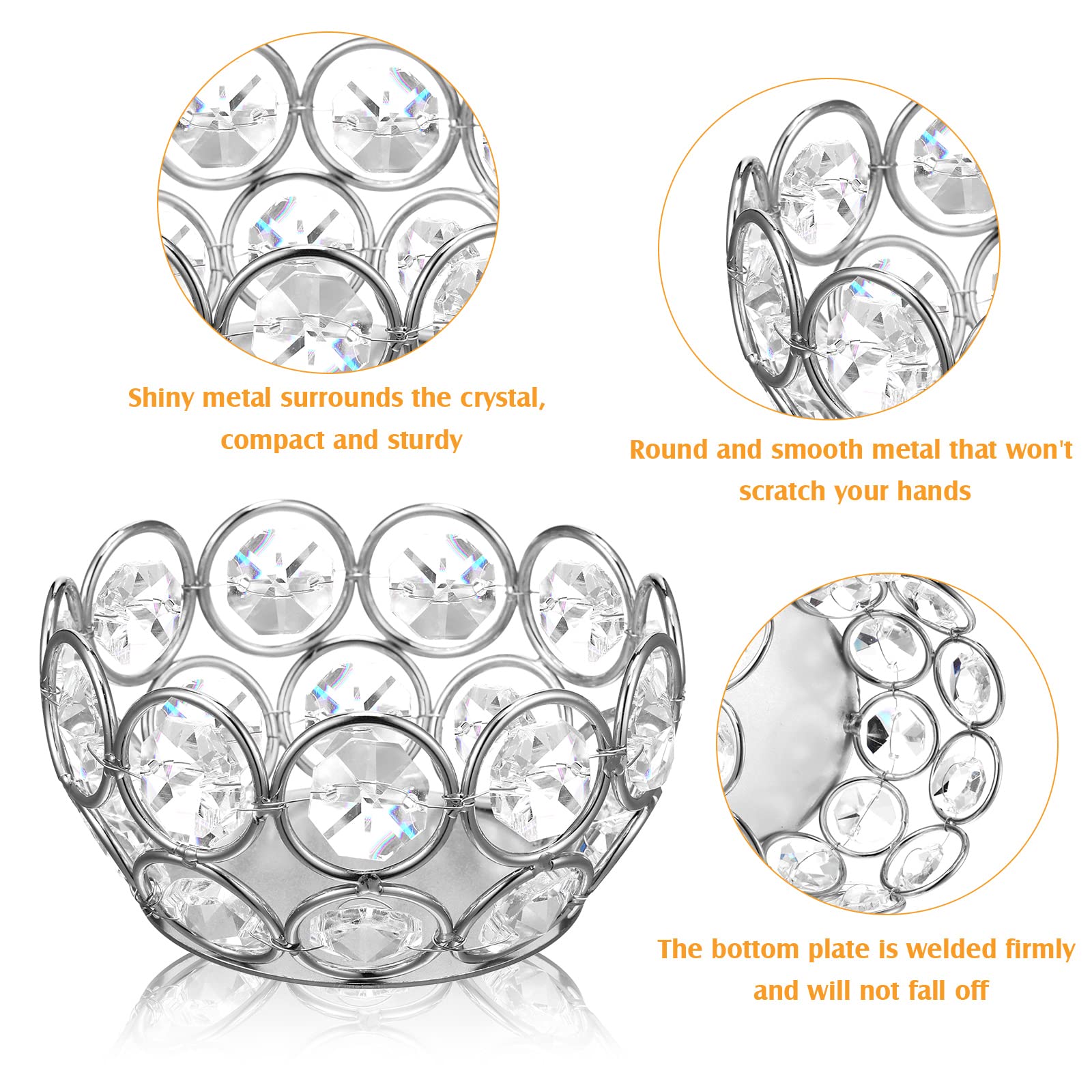 30 Pcs Silver Crystal Tea Light Candle Holders - Elegant Votive Candle Stands, Jewel Bowl Tealight Holders for Wedding, Party, Home Table Decor - Perfect for Romantic Dinners, Spa Nights & Holiday Centerpieces