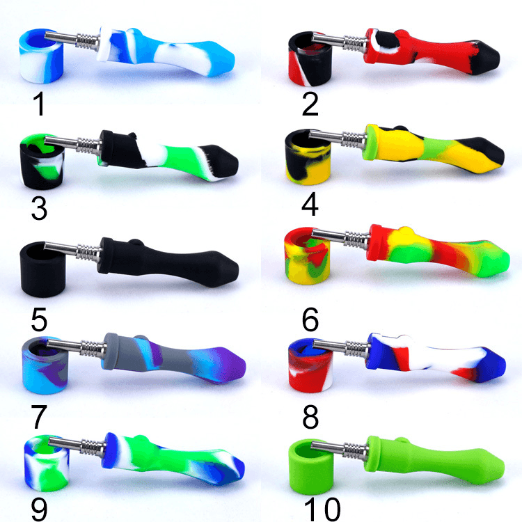 Mini Silicone Nectar Collector Kit with Titanium Tip - Portable Dab Rig for Concentrates | Perfect for Glass Bongs, Wax Smoking & On-the-Go Dabbing