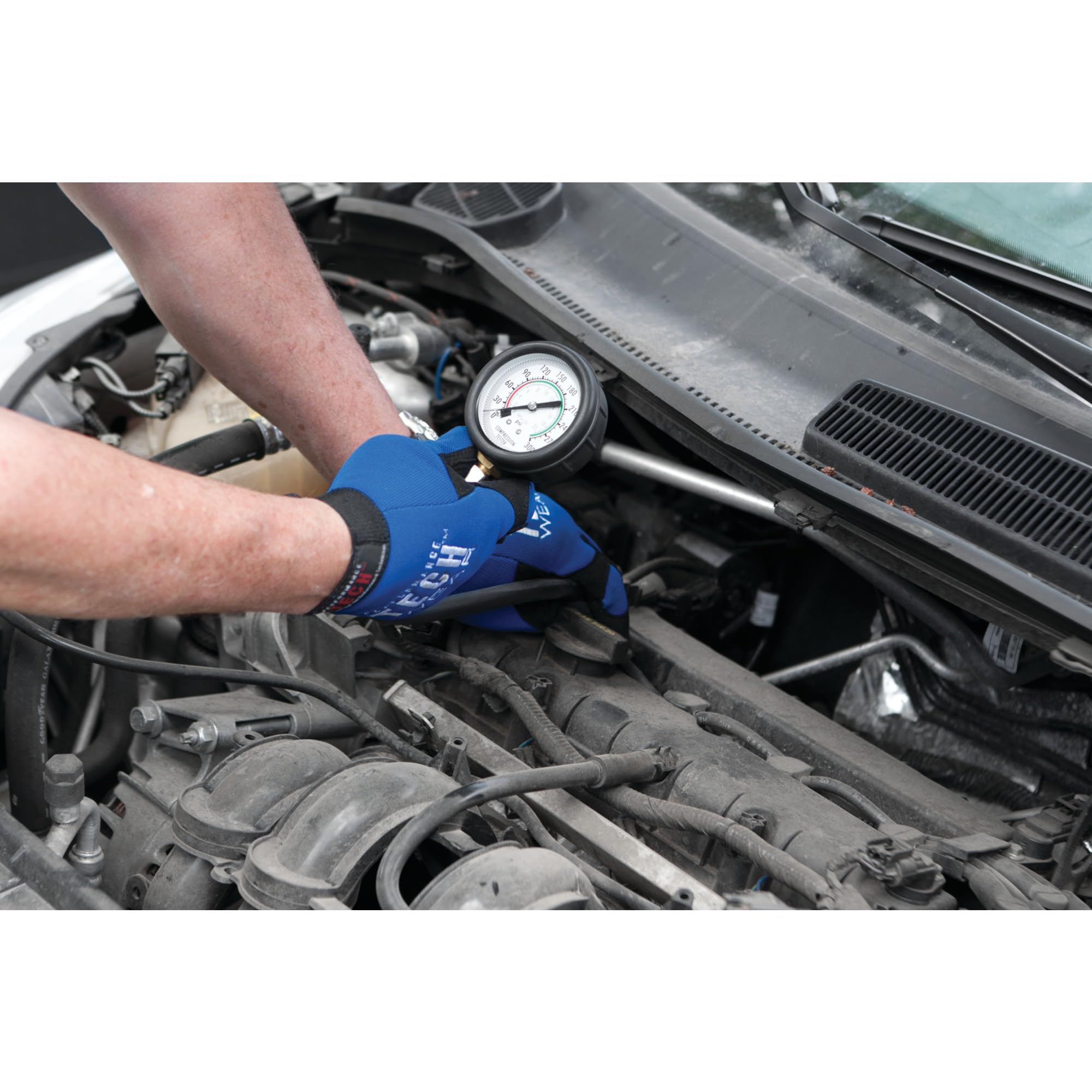 Performance Tool W80579 Flex Drive Compression Tester Kit - Professional Automotive Engine Diagnostic Tool for Mechanics | Perfect for Engine Performance Testing & Maintenance