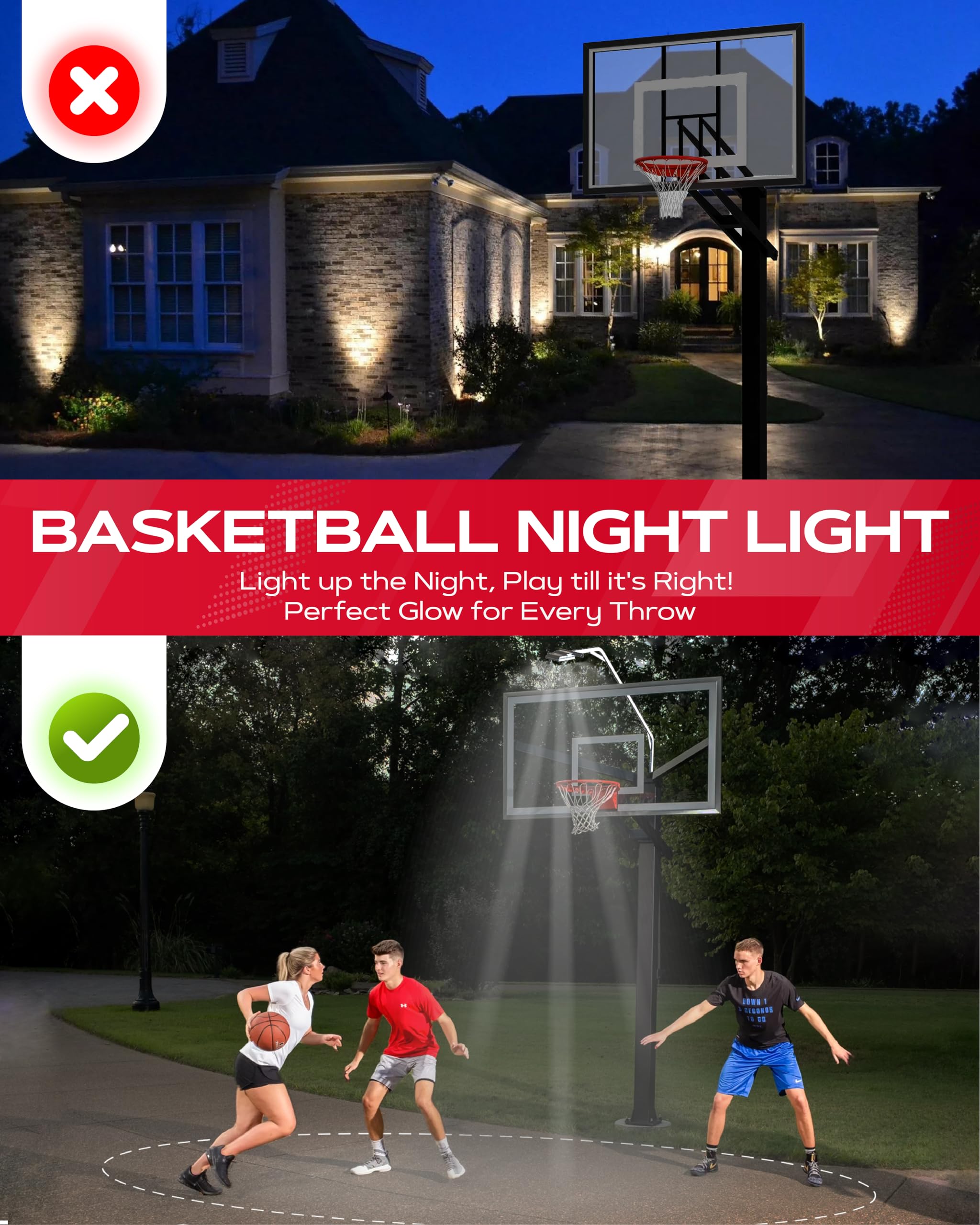 Skywin LED Basketball Hoop Stand - Adjustable Metal Basketball Goal System with LED Backboard Lights for Outdoor Play | Perfect for Driveway, Backyard & Night Games