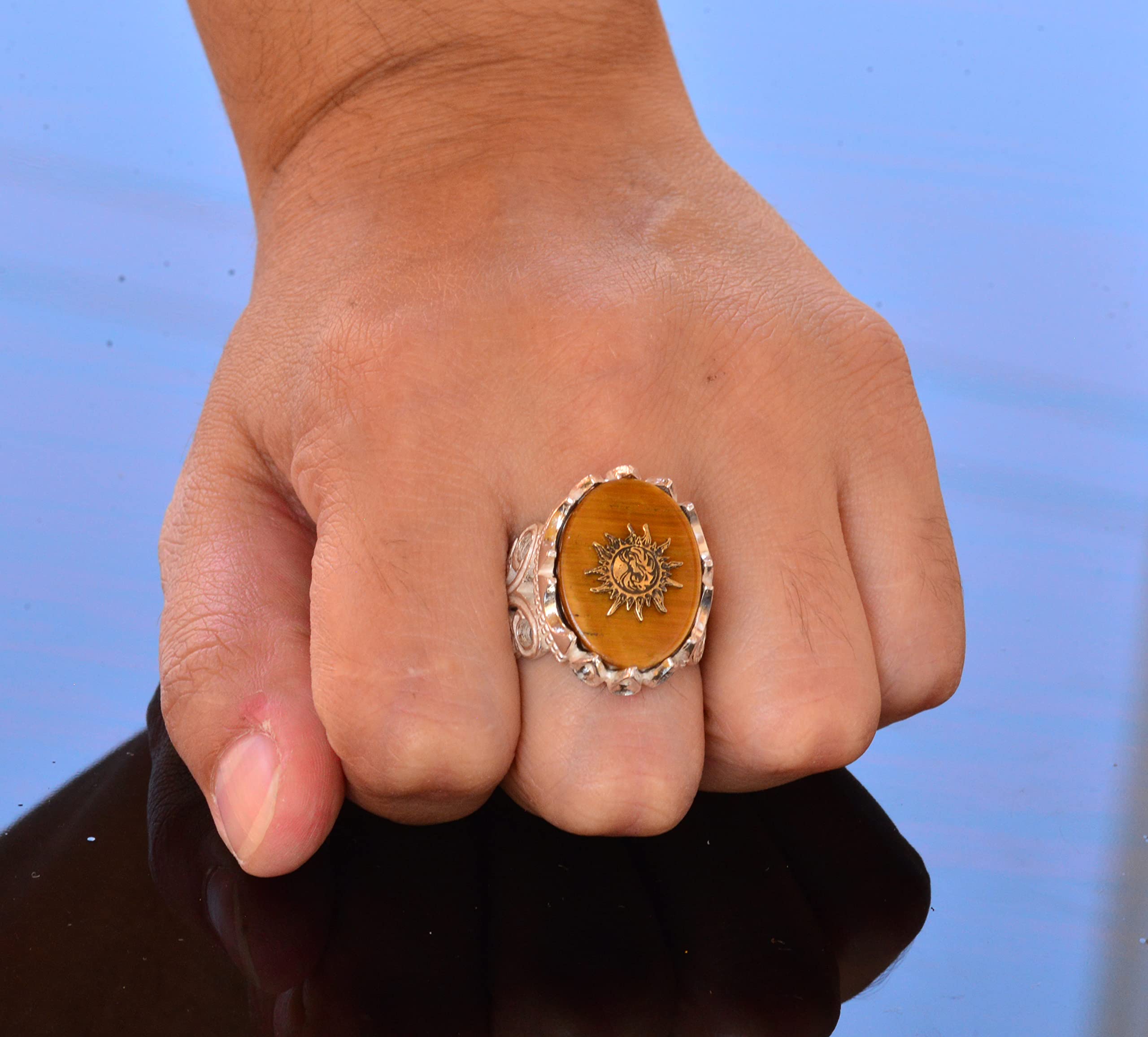 925K Sterling Silver Men's Ring with Natural Tiger Eye Gemstone - Elegant Signet Ring for Men - Perfect for Weddings, Gifts & Everyday Wear