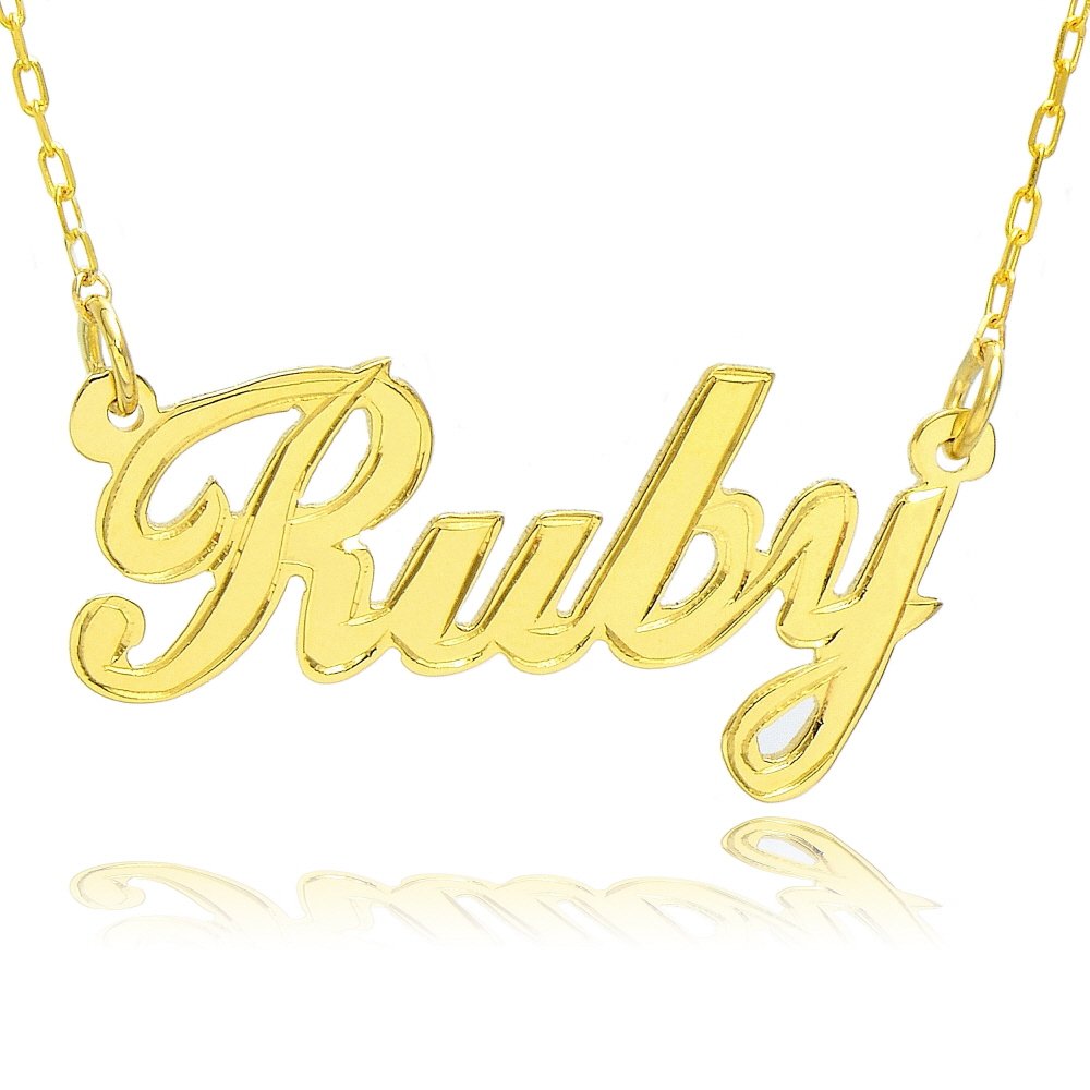14K Yellow Gold Personalized Name Necklace - Custom Engraved Any Name for Women, Gift for Mom, Wife, Daughter - Perfect for Birthdays, Anniversaries & Special Occasions