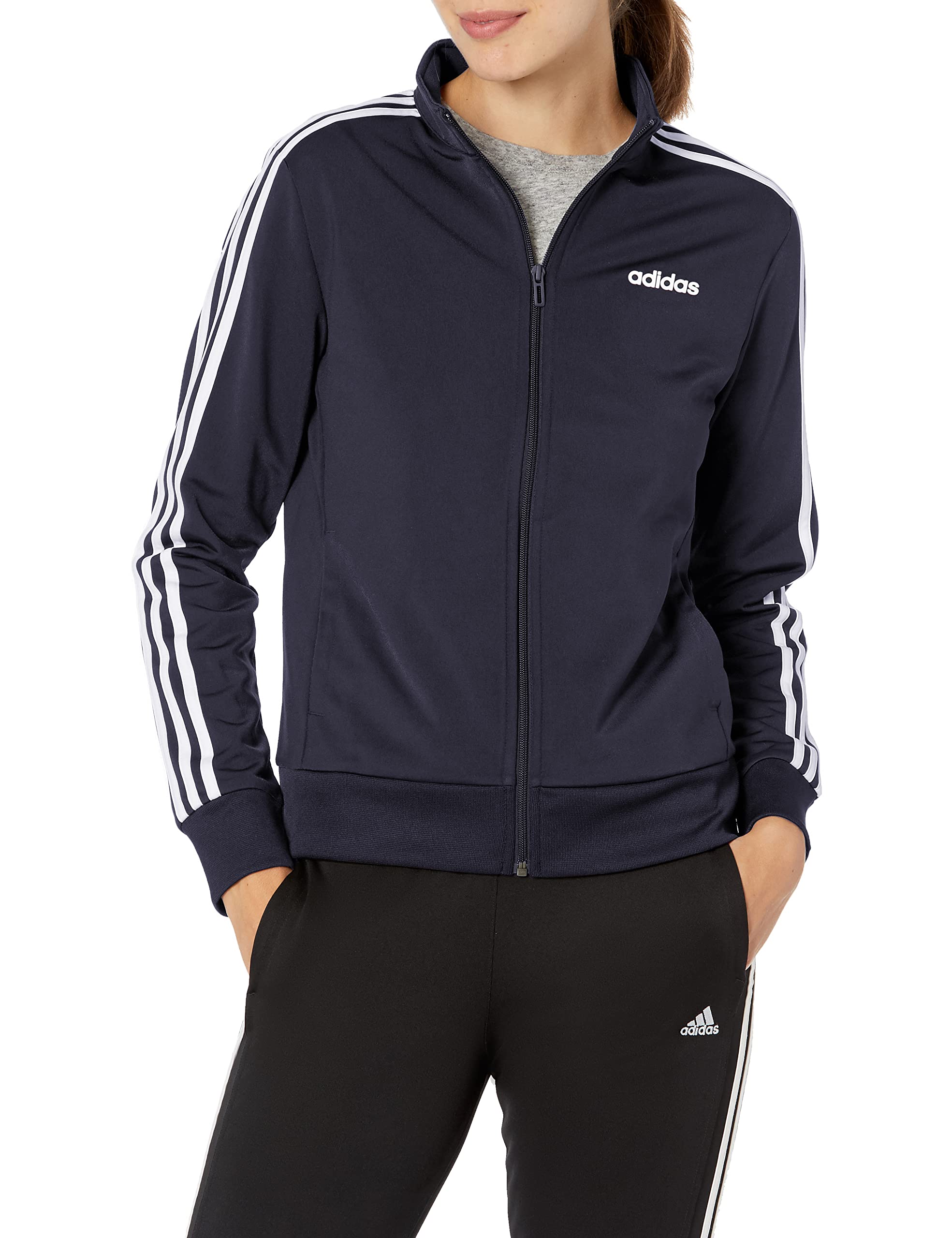 Adidas Women's Essential 3-Stripes Track Jacket - Lightweight Athletic Running Jacket for Workouts, Jogging & Casual Wear