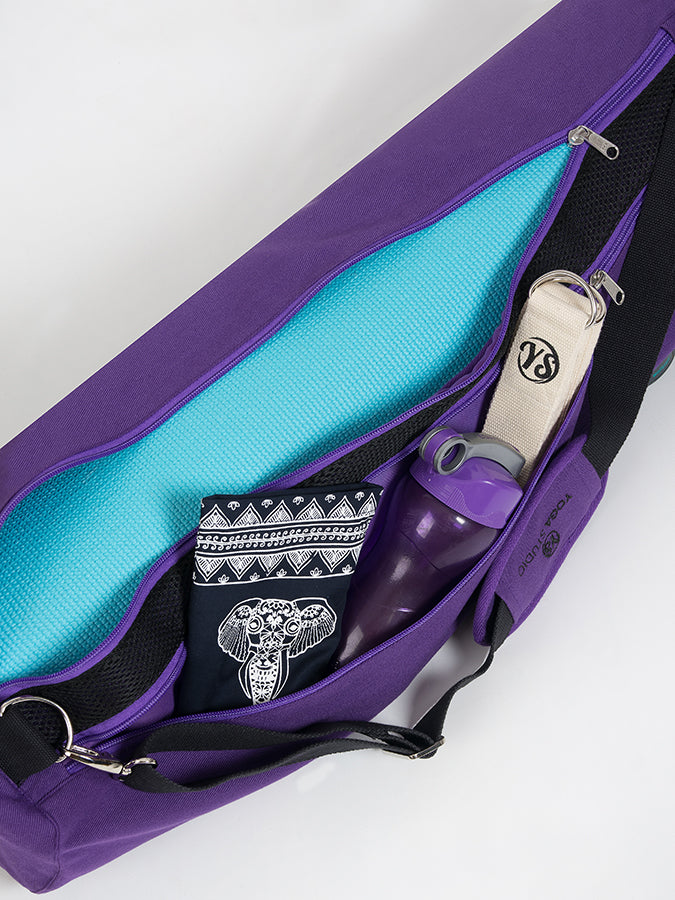 GOTS Certified Organic Cotton Yoga Bag for Women & Men - Eco-Friendly Yoga Mat Carrier with Pockets - Perfect for Yoga Studio, Gym, Travel & Workout Essentials Storage